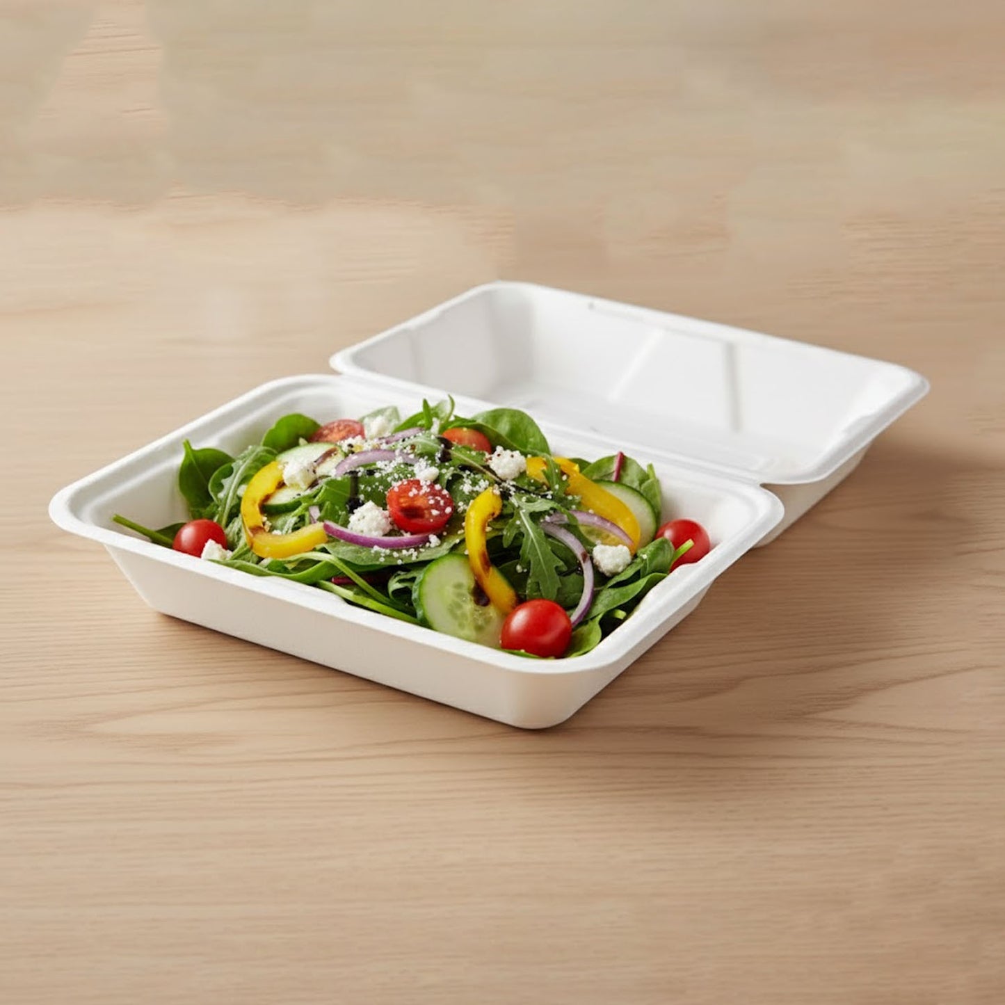 10 Pc Bagasse Clamshell Food Boxes - 9x6 Inch Eco-Friendly Takeaway Containers - Happy Price - Image 4