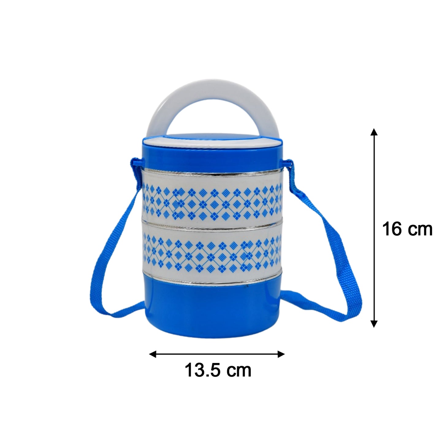 3 Layer Adjustable Insulated Tiffin Set Of 1 Blue 3 Containers Lunch Box - Happy Price - Image 4