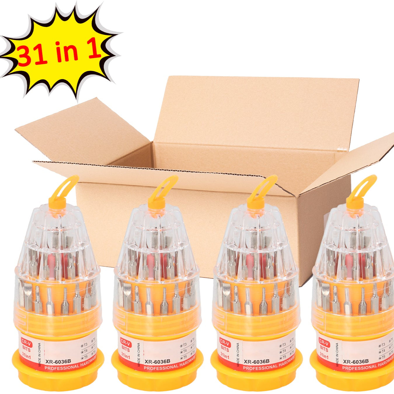 (Set Of 4pc) Screwdriver Set Steel 31 In 1 With 30 Screwdriver Bits Professional Magnetic Driver Set - Happy Price - Image 1