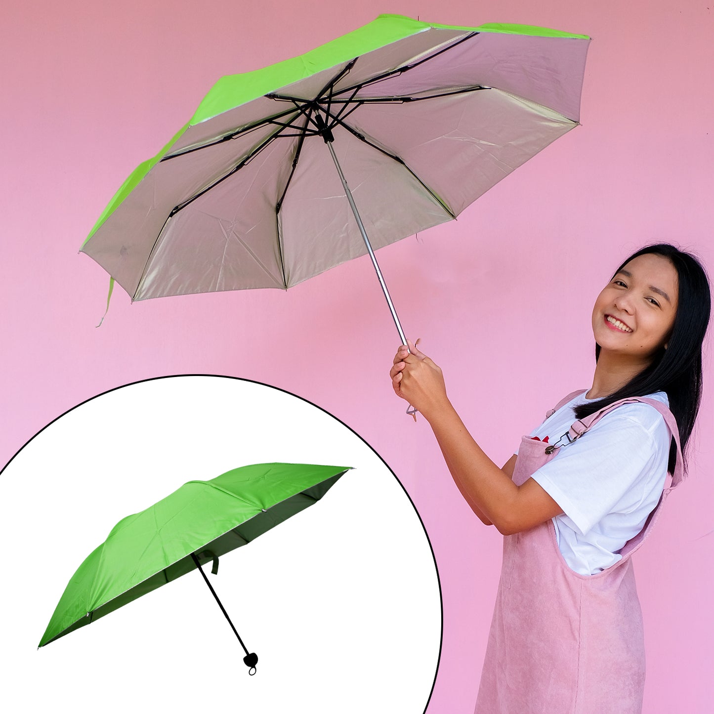 3 Fold Sun Protective Solid Foldable Outdoor Umbrella Portable Sun Uv Protection Lightweight Rain Umbrella With Umbrella Case For Girls Women Men Boys - Happy Price - Image 2