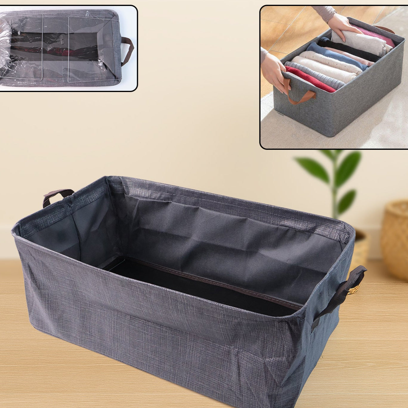 Foldable Cloth Storage Organizer Bag With Handles (46x27cm1pc) - Happy Price - Image 1