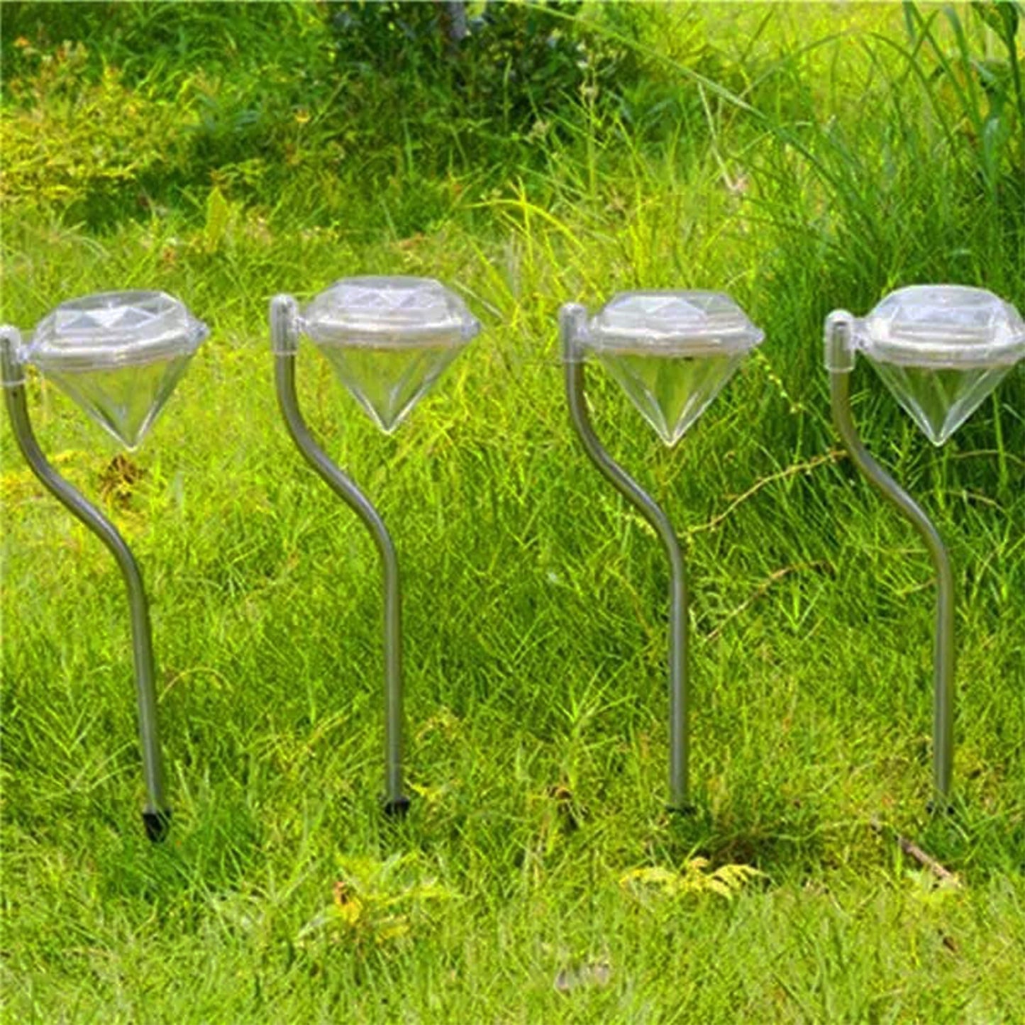 Diamond Shape Solar Garden Lights - Set of 4 Waterproof LED Pathway Lamps - Happy Price - Image 5