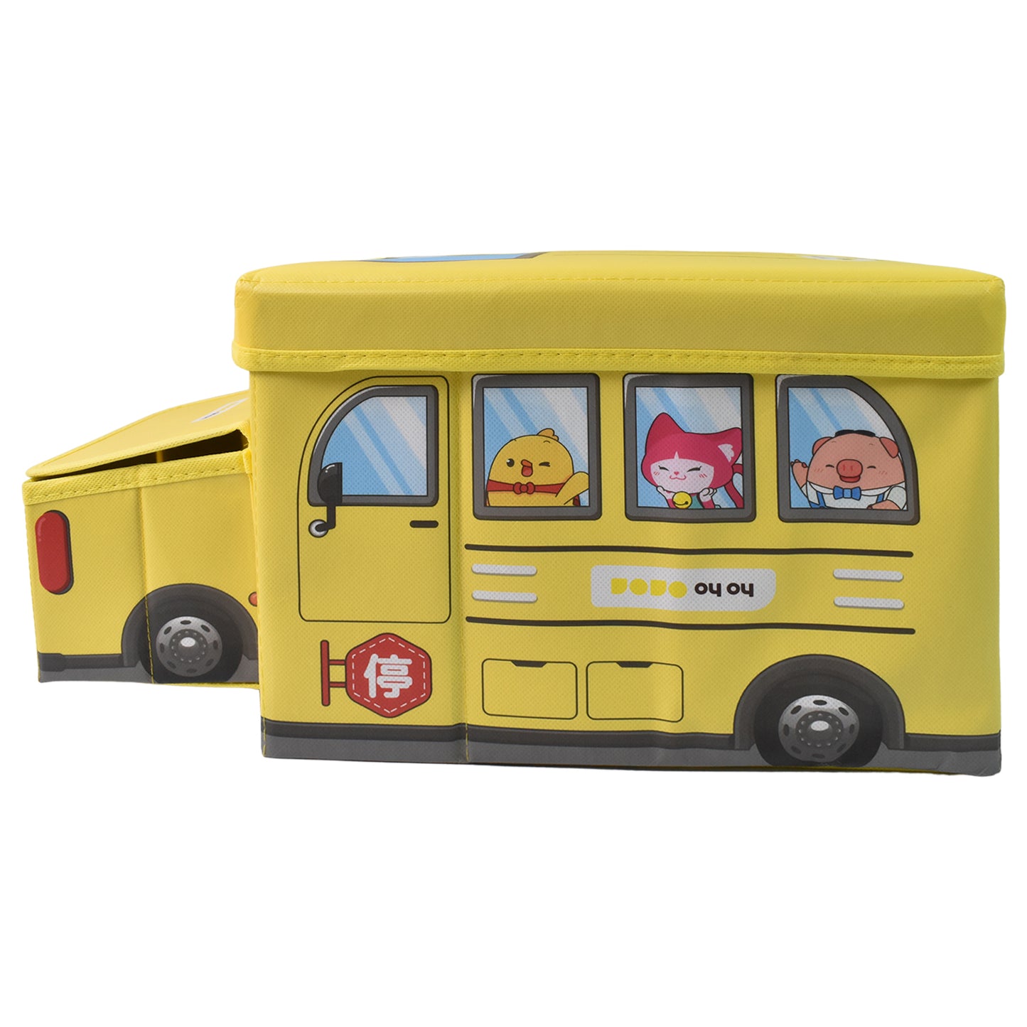School Bus Foldable Toy Storage Box with Lid (1 Pc) - Great Price - Image 4