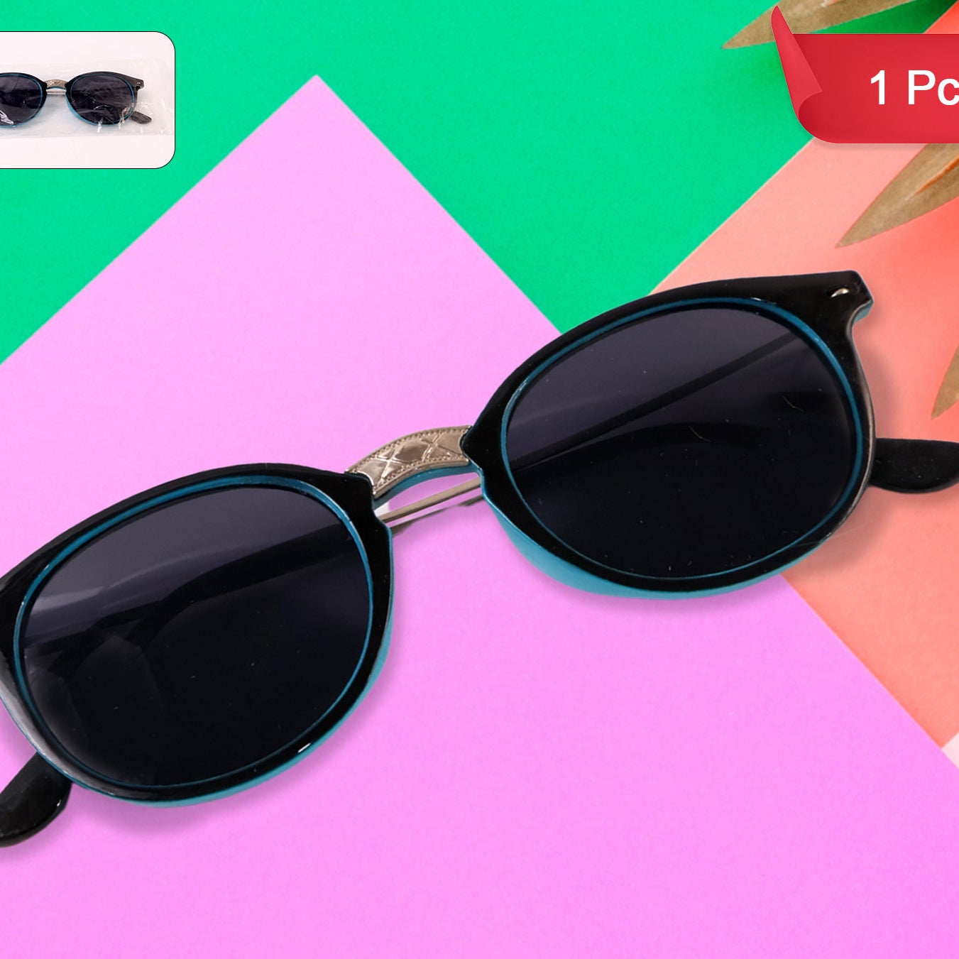 Sky Blue Uv Protected Round Sunglasses Classic Sunglasses For Men Women Lightweight - Happy Price - Image 1