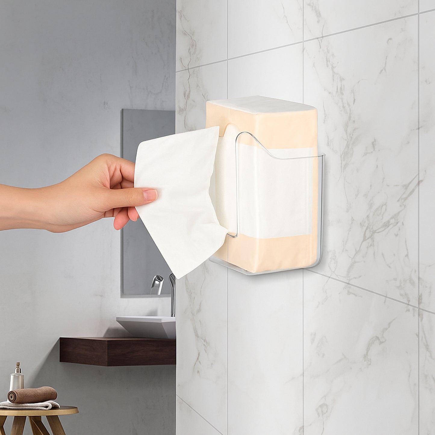 Wall Mount Tissue Holder with Self-Adhesive - 1 Pc - Happy Price - Image 2
