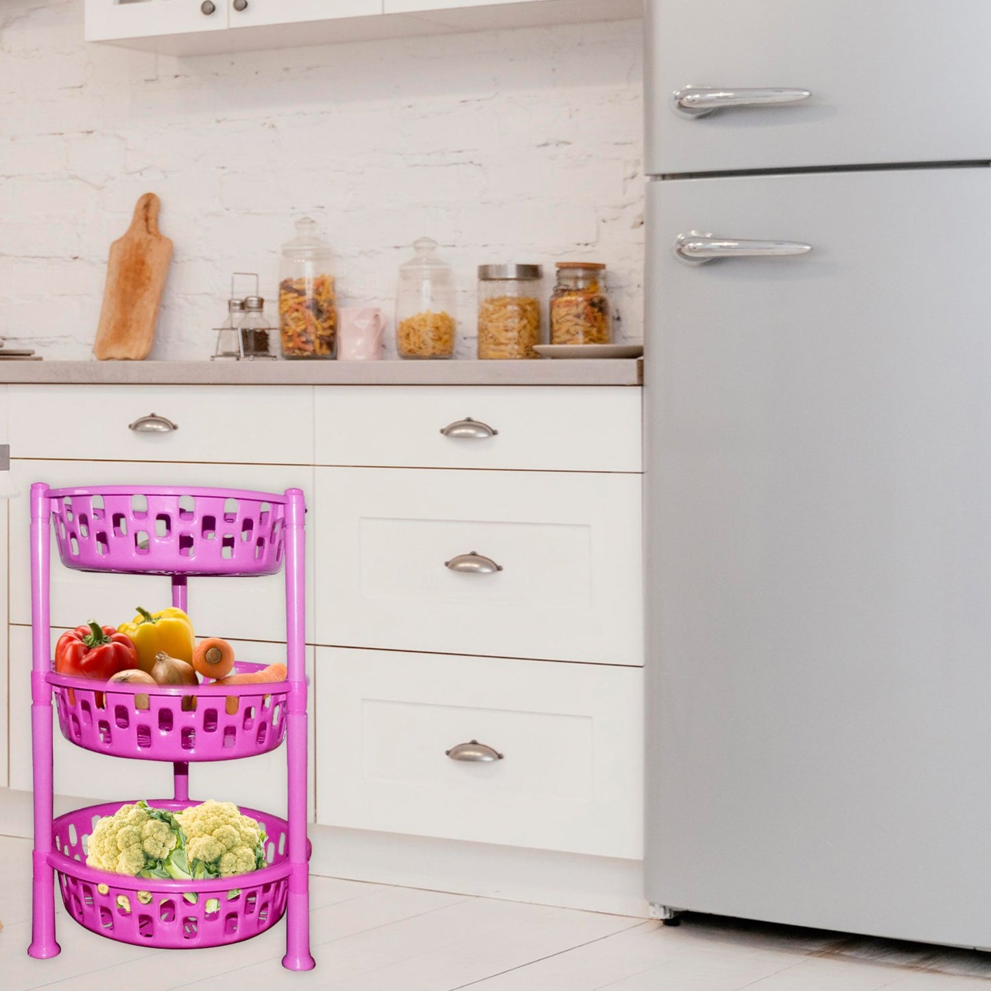 Round Multipurpose Plastic Storage Rack Organiser - Happy Price - Image 2