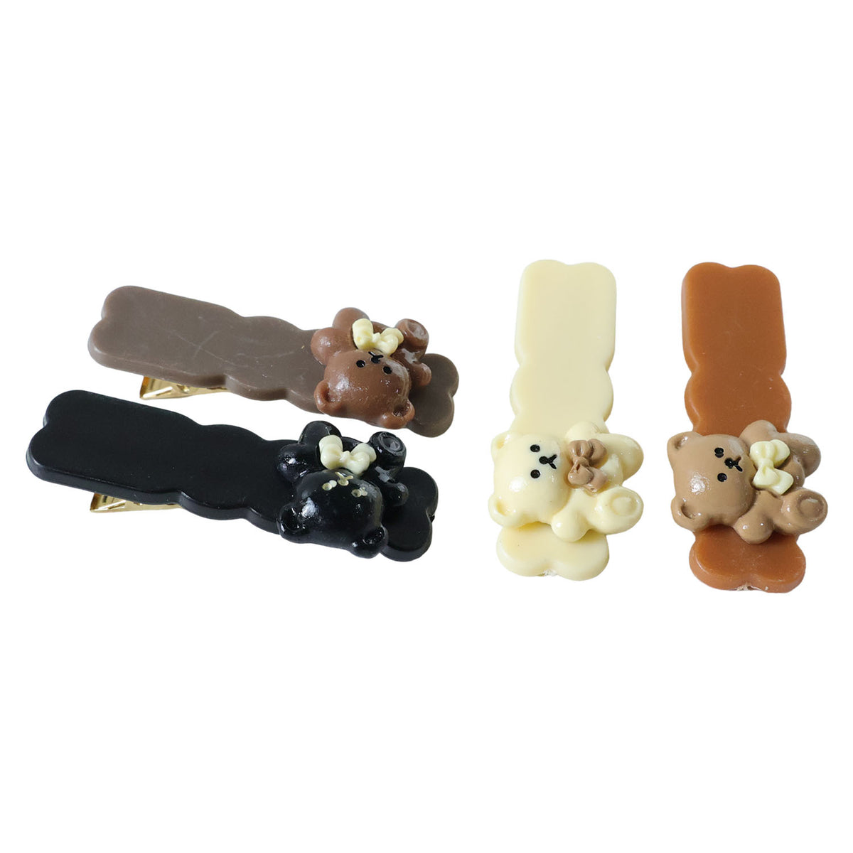 Cute Teddy Bear Snap Hair Clips Set - 4 Pc for Girls - Happy Price - Image 4
