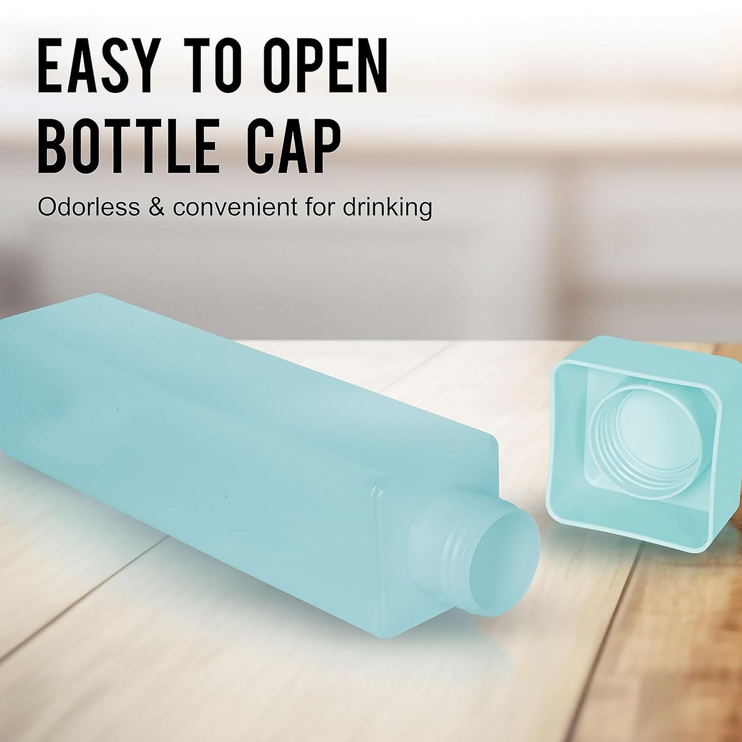 12981 Large Capacity Plastic Water Bottle Office Bottle Gym Bottle Home Kitchen Leakproof And Bpa Free Drinks Bottle Square Water Drink Juice Bottle Wide-mouth Bpa Free Leak-free Lightweight (1 Pc Mix Color 1000 Ml Approx) - Happy Price - Image 2