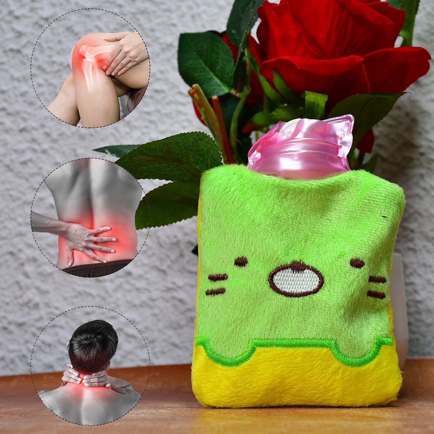 Green Kitty Small Hot Water Bag With Cover For Pain Relief Neck Shoulder Pain And Hand Feet Warmer Menstrual Cramps. - Happy Price - Image 7