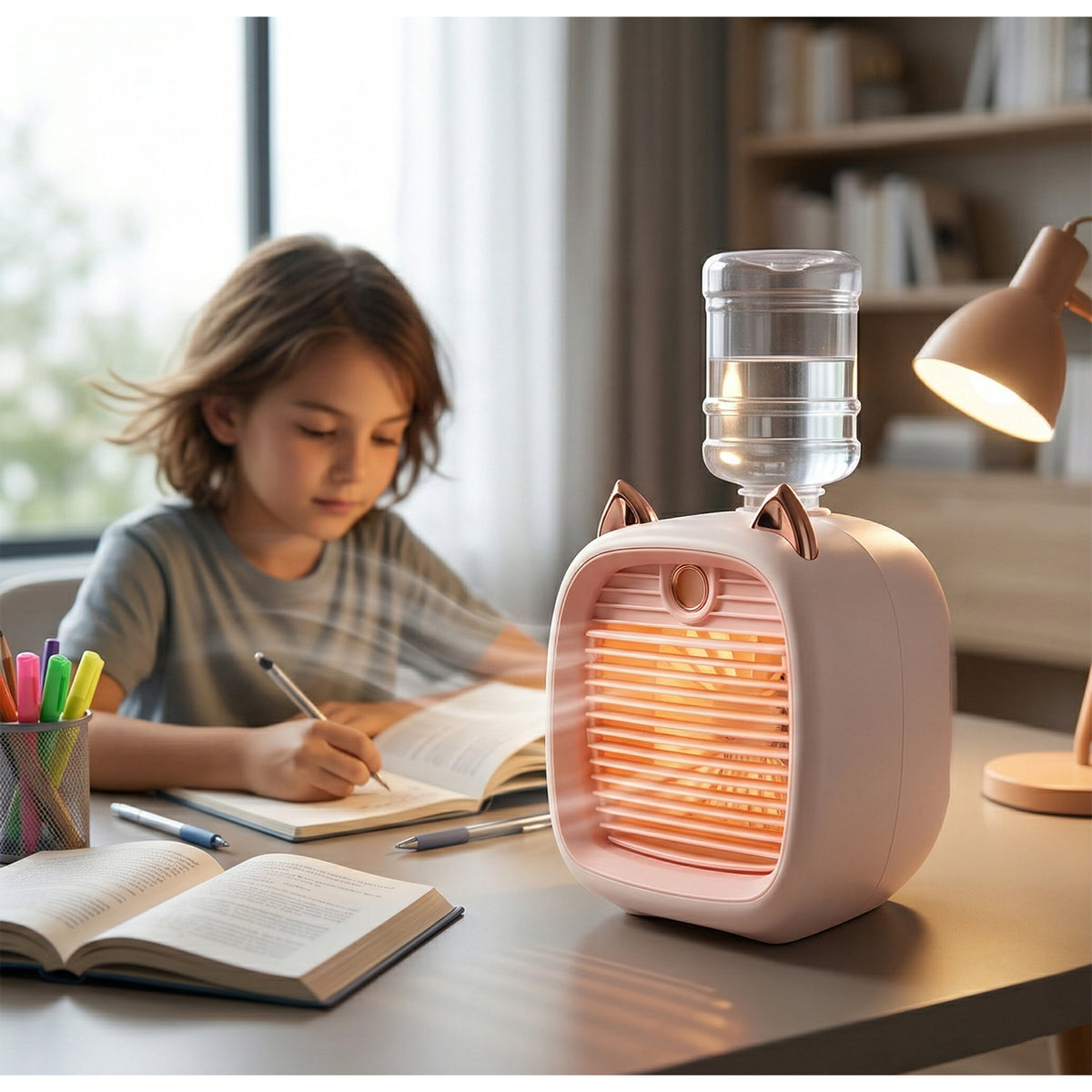 Portable Mini Air Cooler Fan with Mist Spray - USB Rechargeable Personal Cooling Device (1 Pc) - Great Price - Image 6