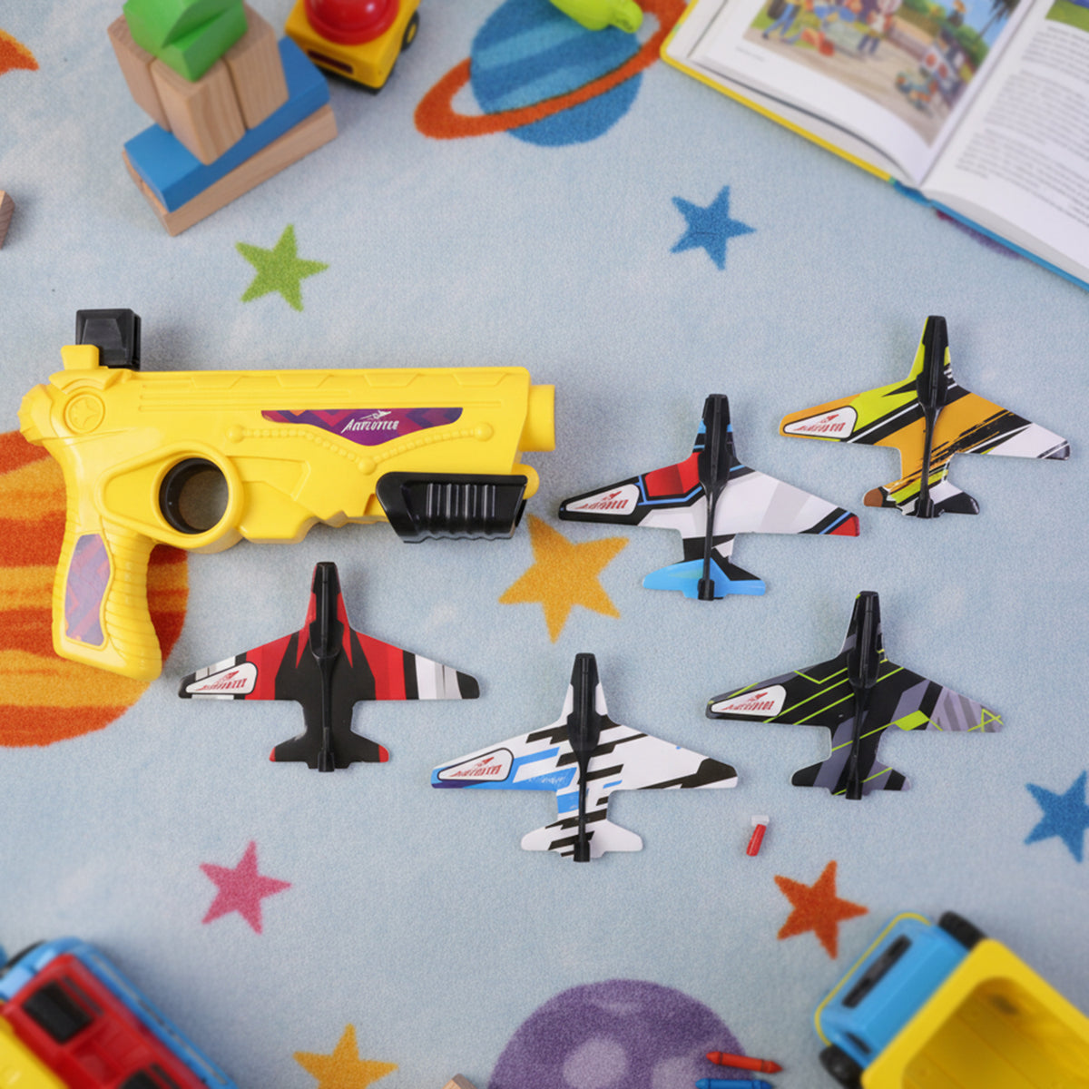 Air Battle Plane Launcher Toy Set for Kids with 5 Foam Gliders - Manual Shooting Game - Happy Price - Image 3