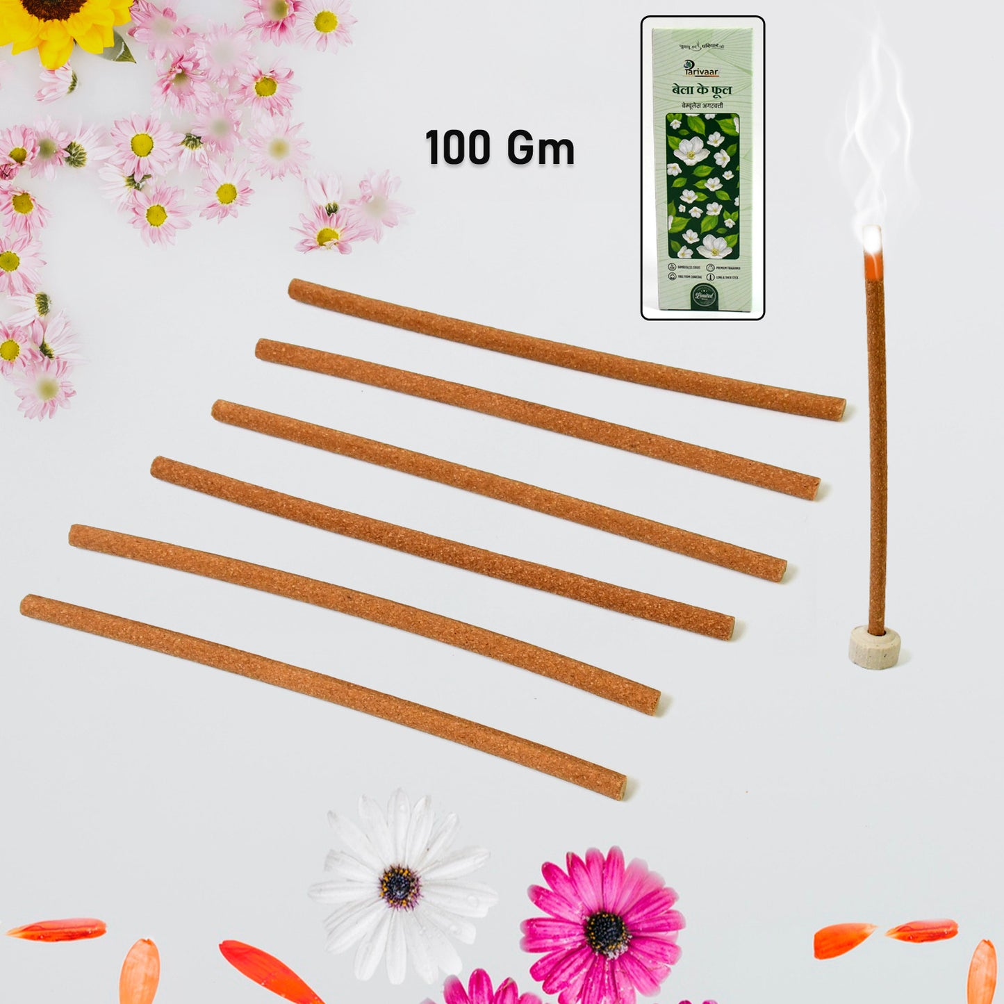 Bela Ke Phool Premium Incense Sticks Agarbatti (100 Gm With Stand For Stick) - Happy Price - Image 7