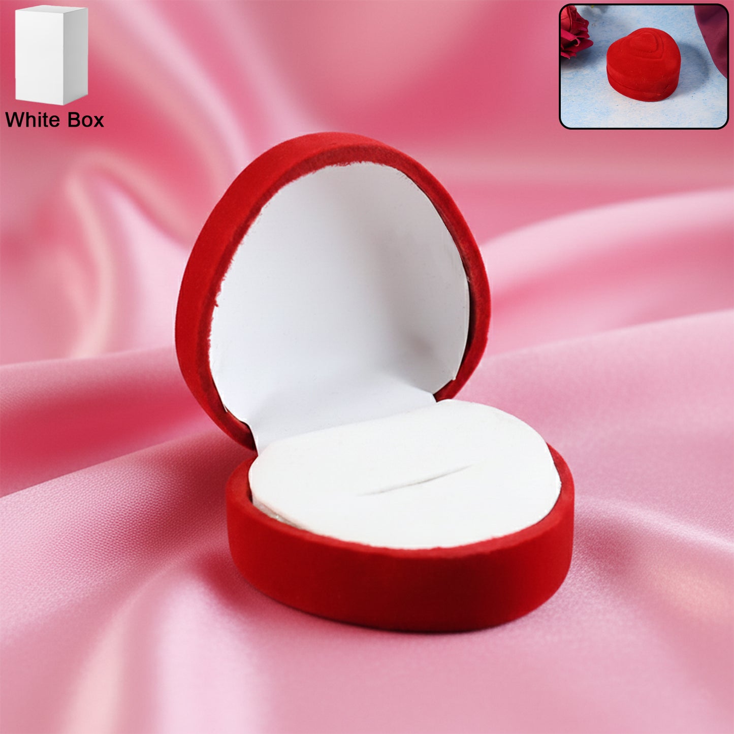 Heart Shaped Velvet Ring Box (1 Pc) - Elegant Jewellery Presentation Case - Happy Price - Image 2