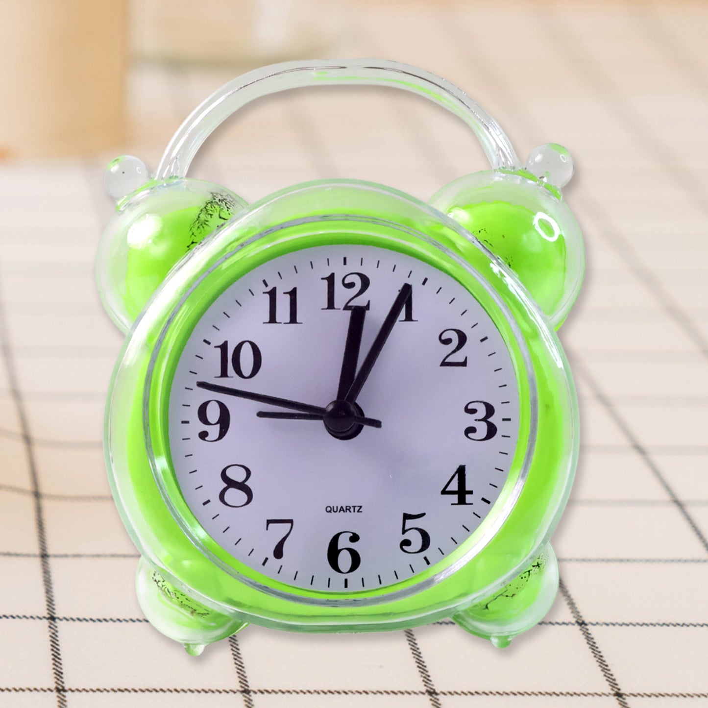 Classic Quartz Alarm Clock - Green Transparent, Analog Table Clock (1 Pc) - Happy Price - Image 4