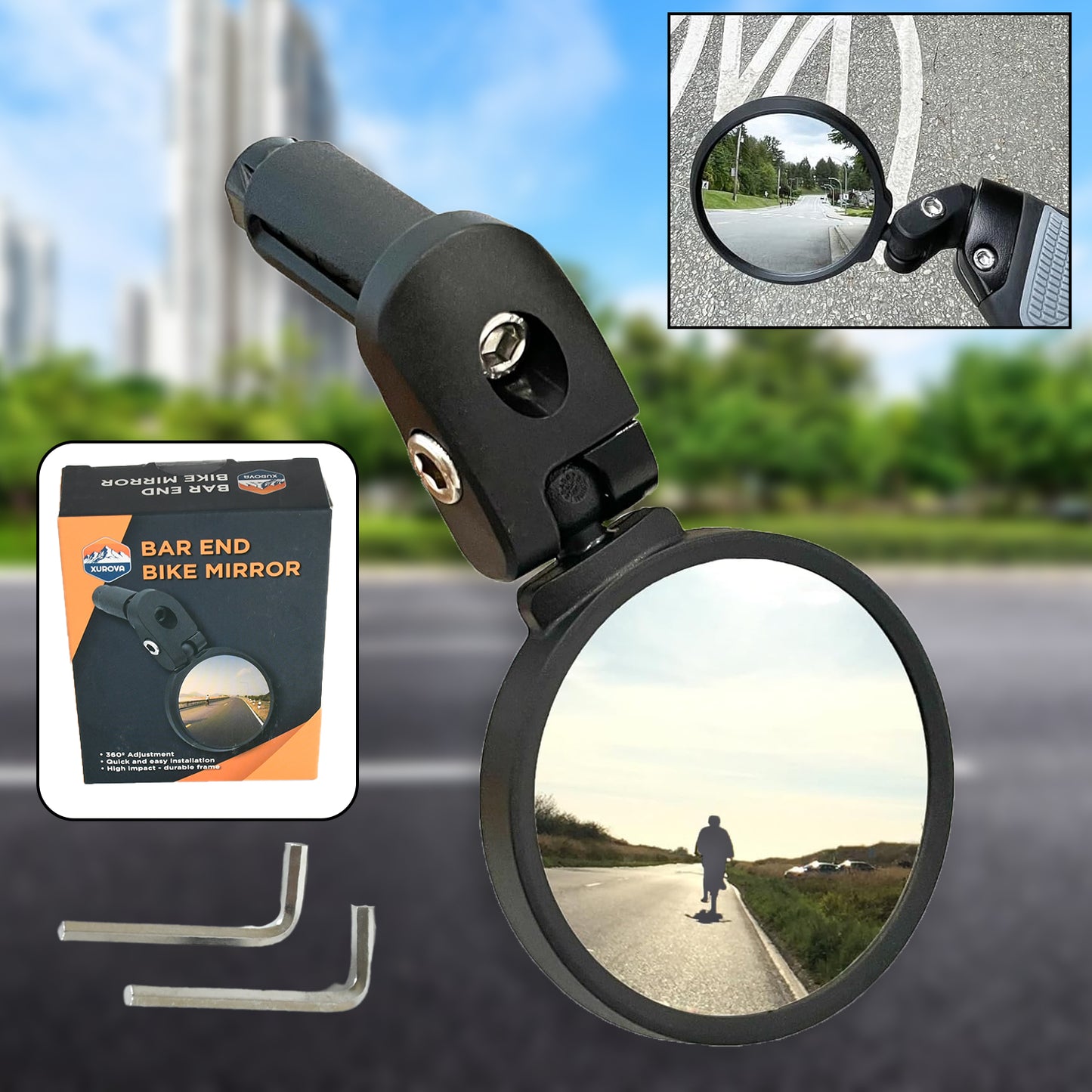 Bar End Bike Mirror Safe Rearview Mirror 360 Rotatable Foldable Safety Bicycle Rear View Mirror Mirror Durable Bike Mirror (1 Pc) - Happy Price - Image 2