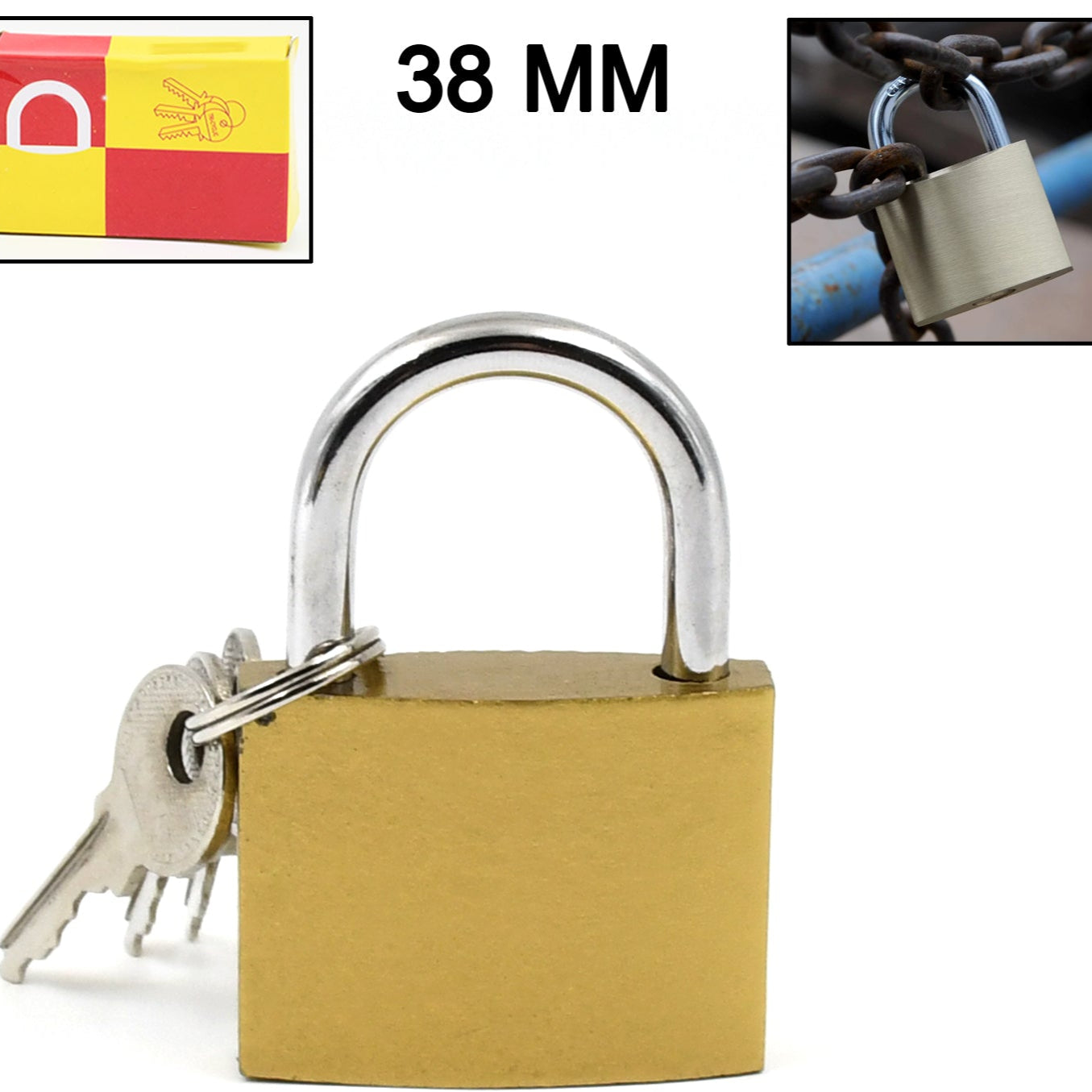 Multipurpose Solid 3 Keys Padlock 38 Mm 1 Pc) - Happy Price - Image 1