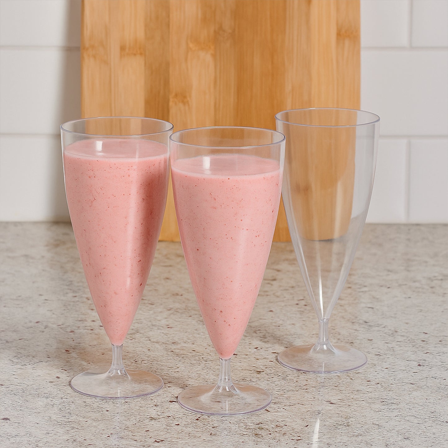 Set of 6 Plastic Shake Glasses, 230ml Each, Transparent - Happy Price - Image 3