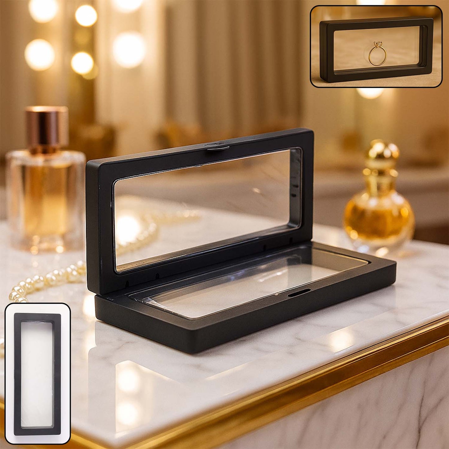 Transparent Jewellery Display Box 18x7 cm (1 Pc) - Floating Frame Organizer - Happy Price - Image 2