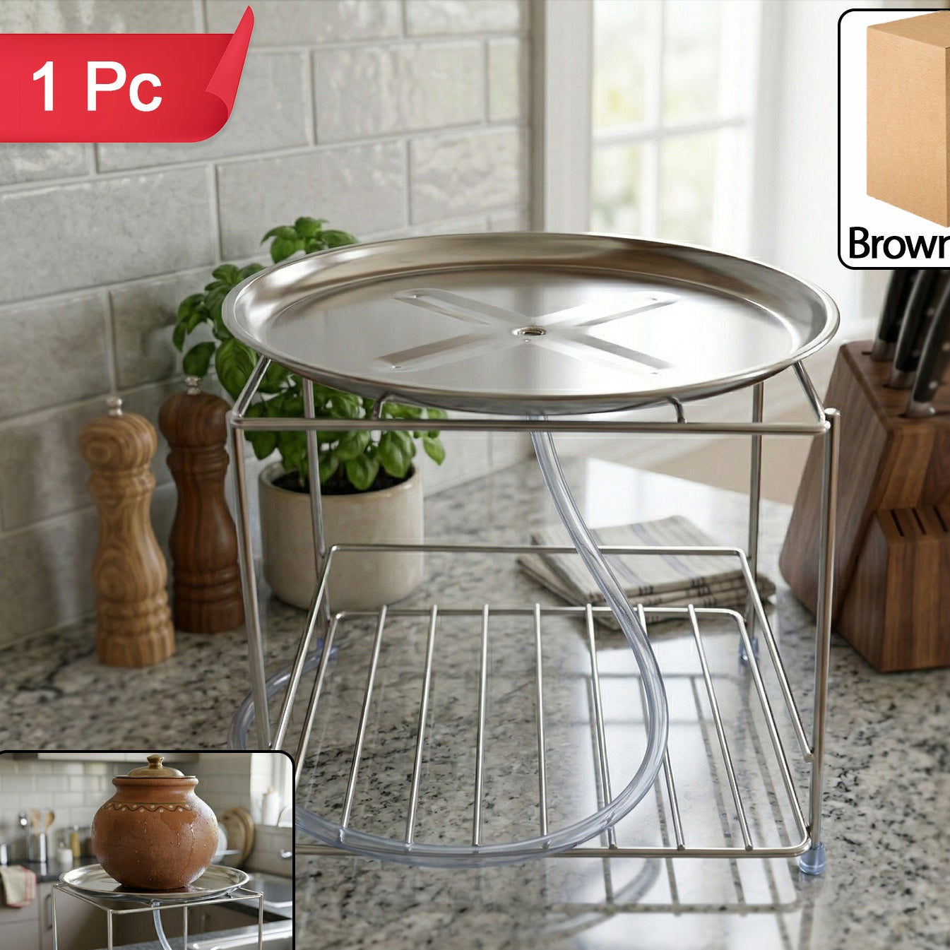 Heavy Duty Stainless Steel Kitchen Utensil Stand - 1 Pc Countertop Organizer - Great Price - Image 1
