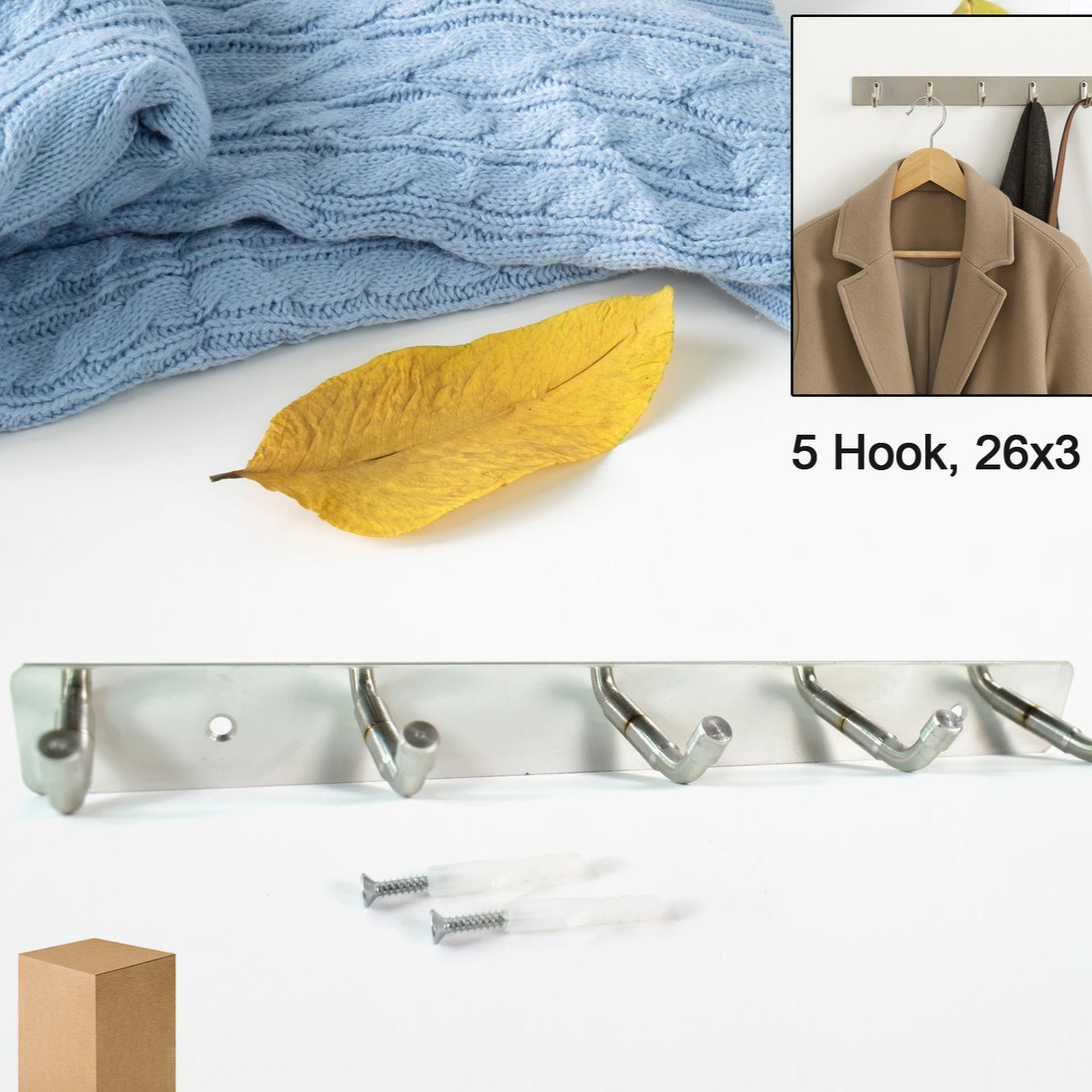 Stainless Steel Wall Mounted Coat 5 Hook Rack (26x3 1 Pc) - Happy Price - Image 1