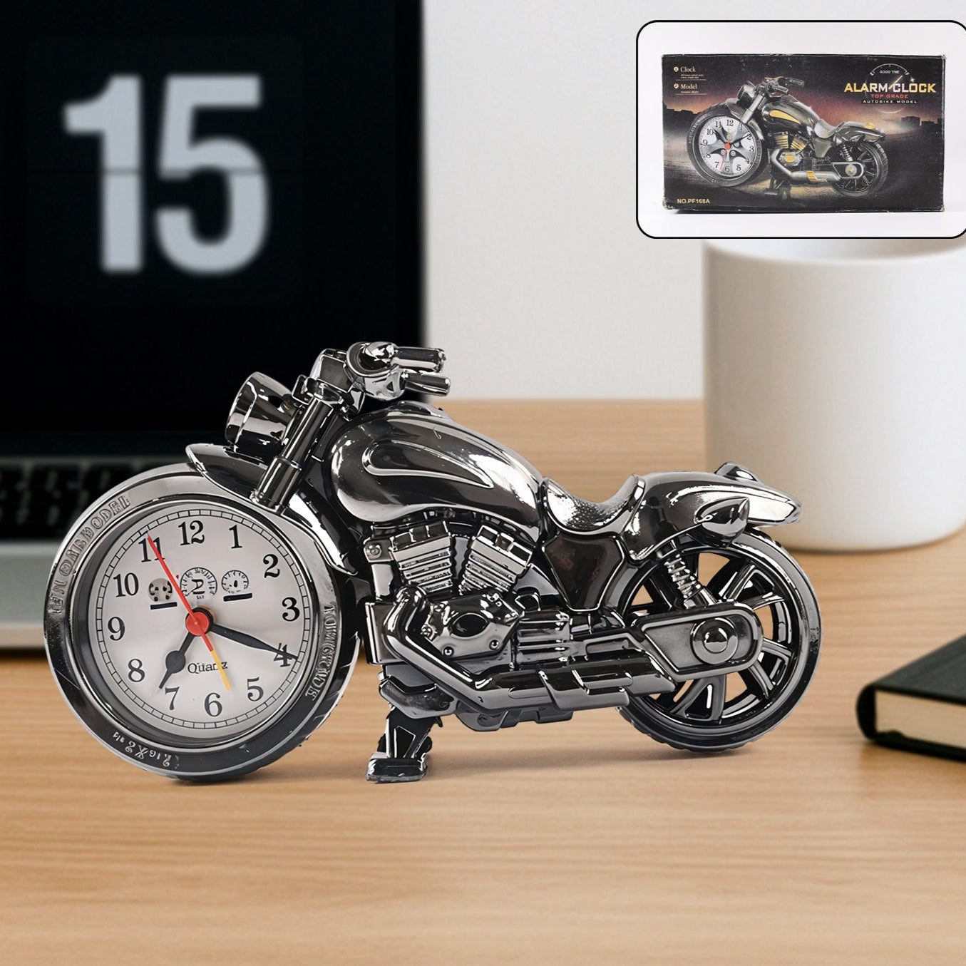 Motorcycle Alarm Clock Motor Table Clock For Home Decor (1 Pc) - Happy Price - Image 1
