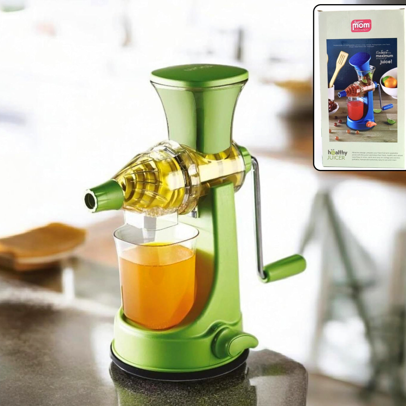 Manual Fruit and Vegetable Juicer with Hand Crank and Suction Base - 1 Pc - Happy Price - Image 1