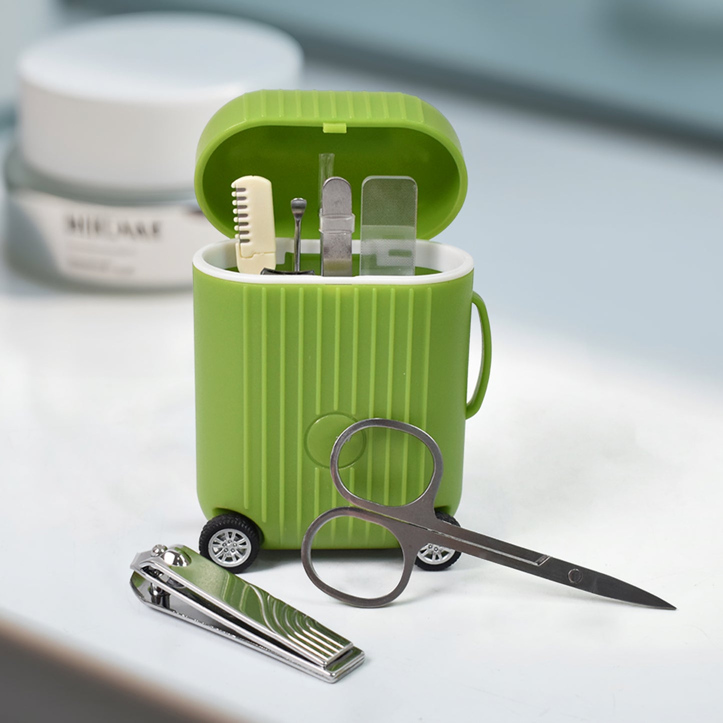 Manicure Kit Pedicure Tools For Feet Nail Clipper (8 Pcs Set With Mini 4 Wheel Suitcase Trolley) - Happy Price - Image 5