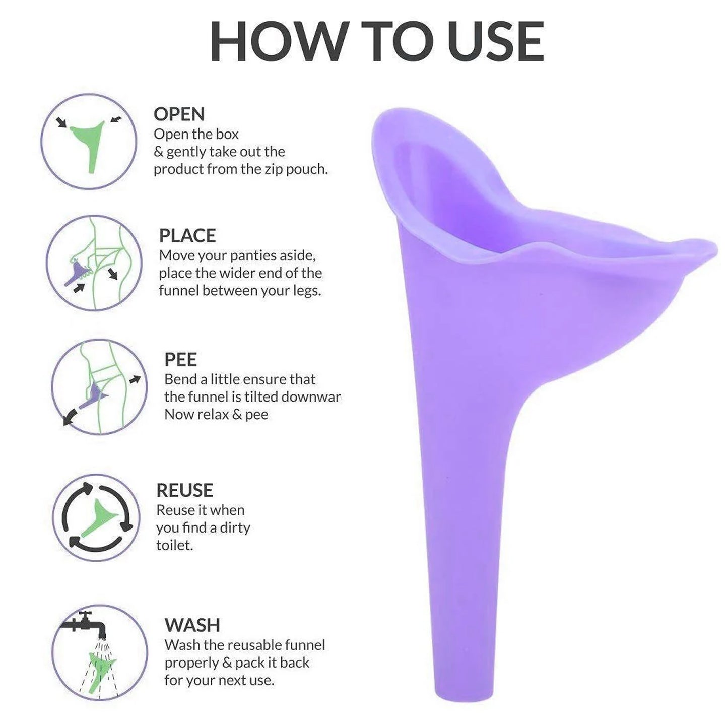 Reusable Female Urination Device for Women - Portable Stand & Pee Funnel - Happy Price - Image 4
