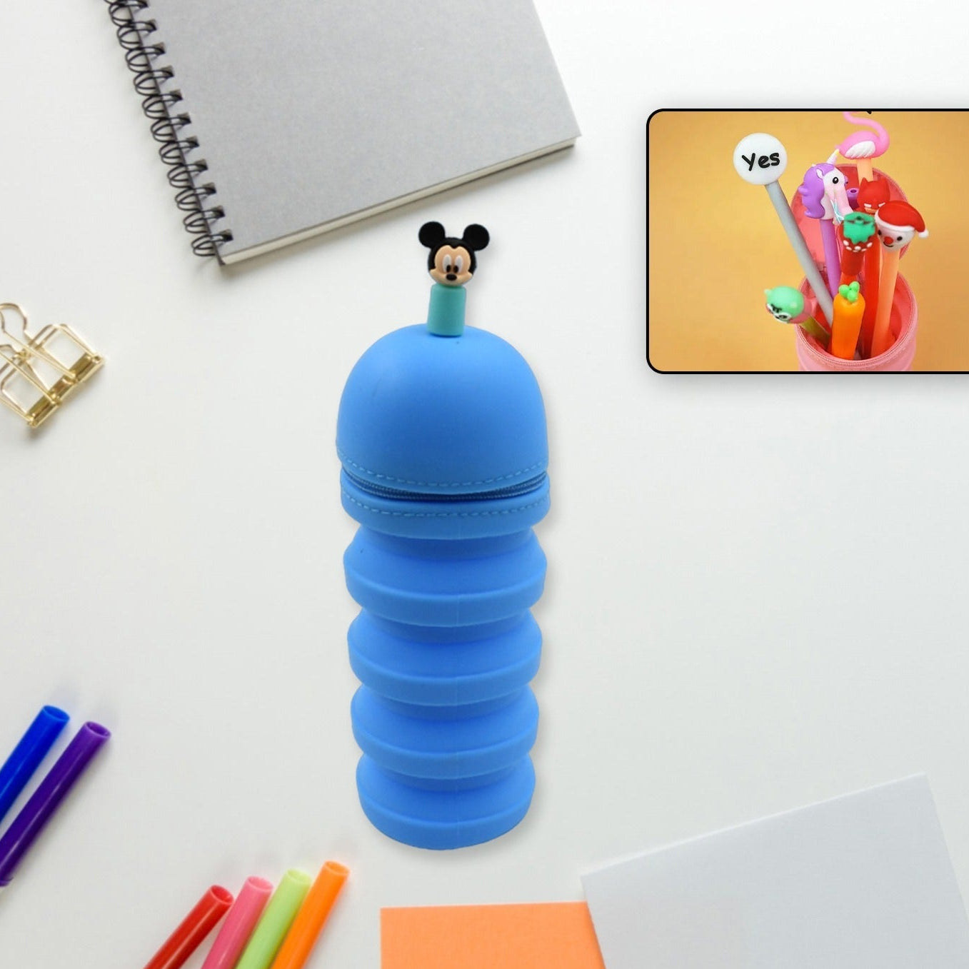 Pencil Case Is Made Of Silicone Telescopic Pen Holder With Zipper Closure And Large Capacity Office Home School School-pink Boys For Girls Secondary School Clear Pencil Case - Happy Price - Image 1