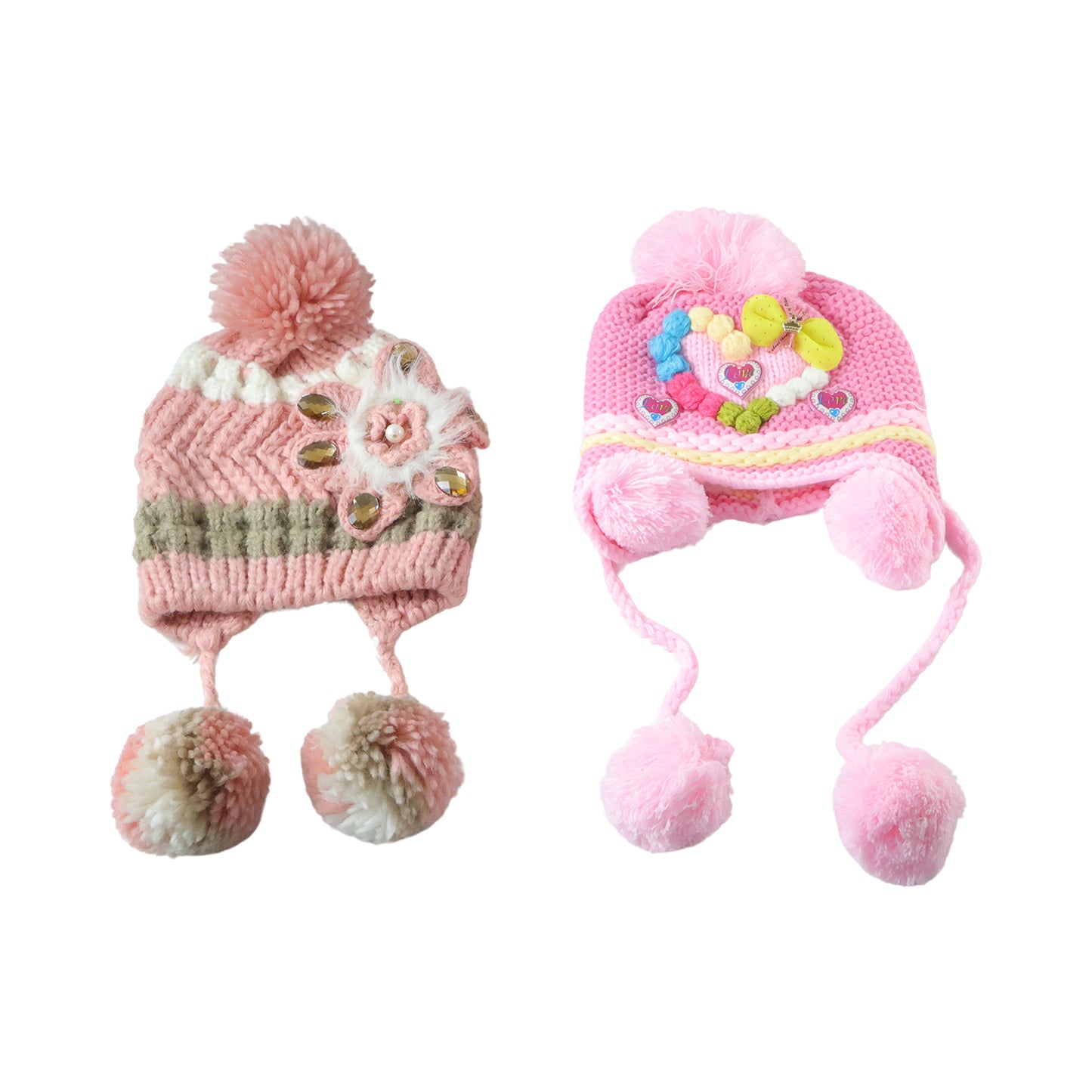 Kids Woolen Ear Flap Winter Cap with Pom Pom - 1 Pc Assorted Design - Great Price - Image 4