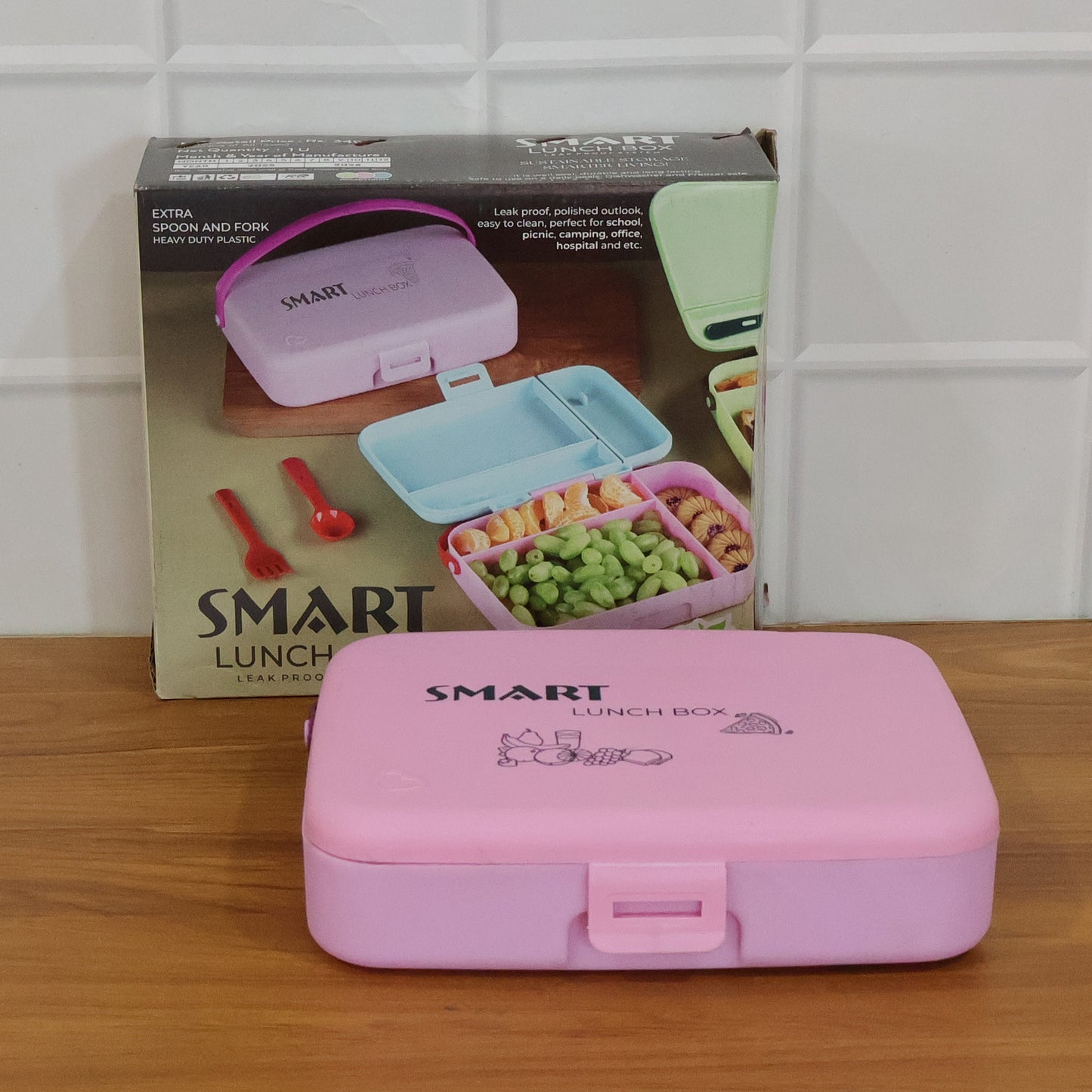 Leak-Proof 3-Compartment Lunch Box with Spoon Set - 1 Set - Happy Price - Image 7