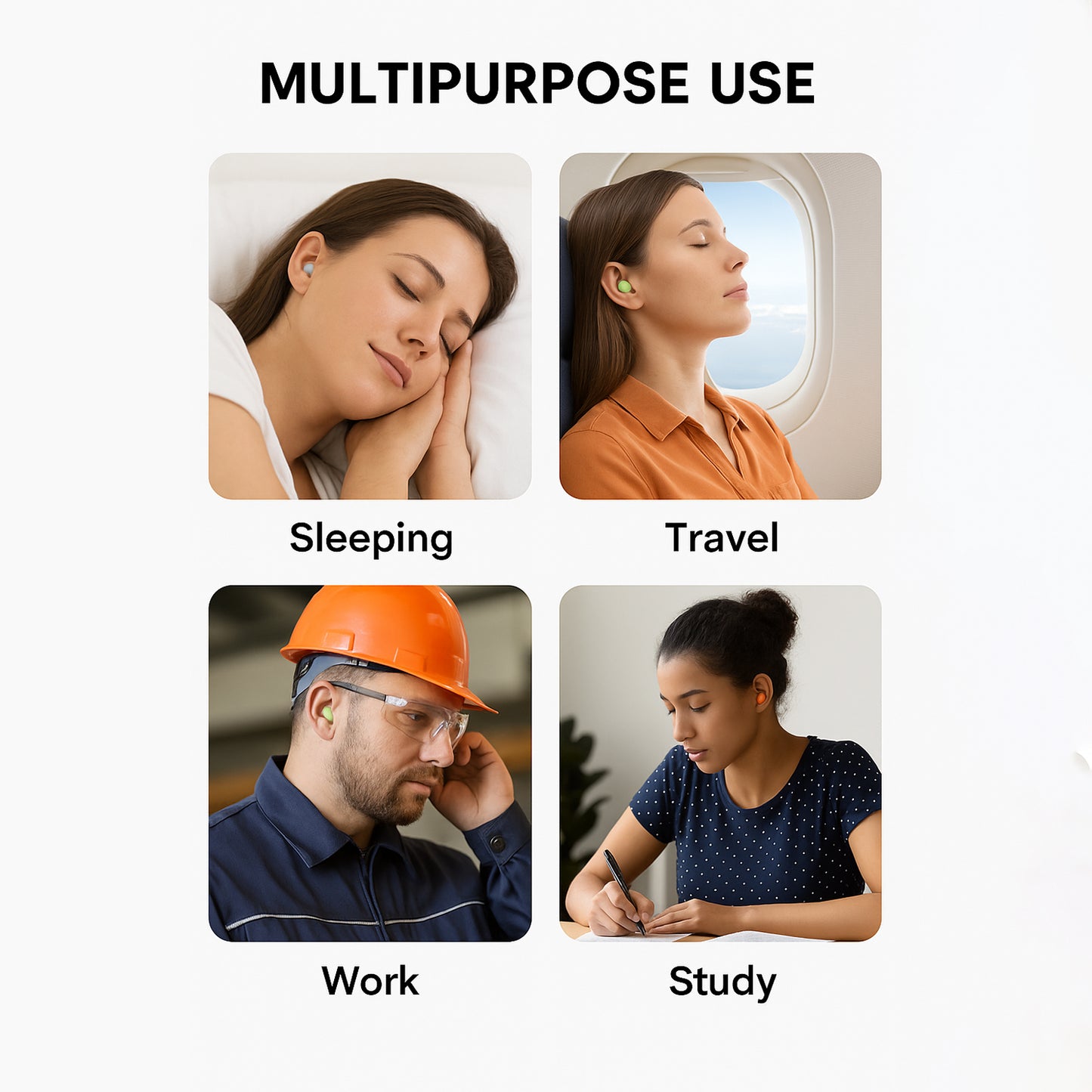 Soft Foam Noise-cancelling Earplugs 4 Pairs - Happy Price - Image 6