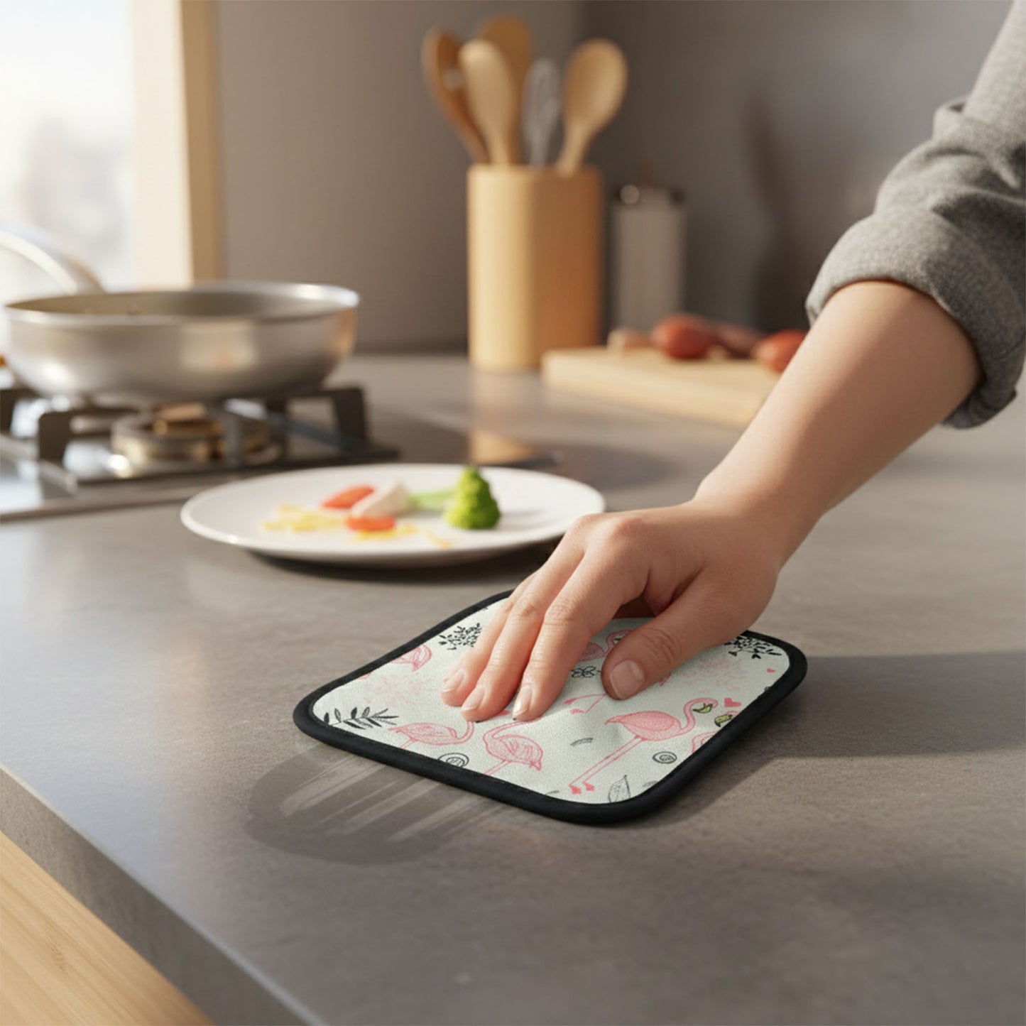 Printed Kitchen Pot Holder Mat 20x20 Cm - Heat Resistant Surface Protector - Happy Price - Image 3