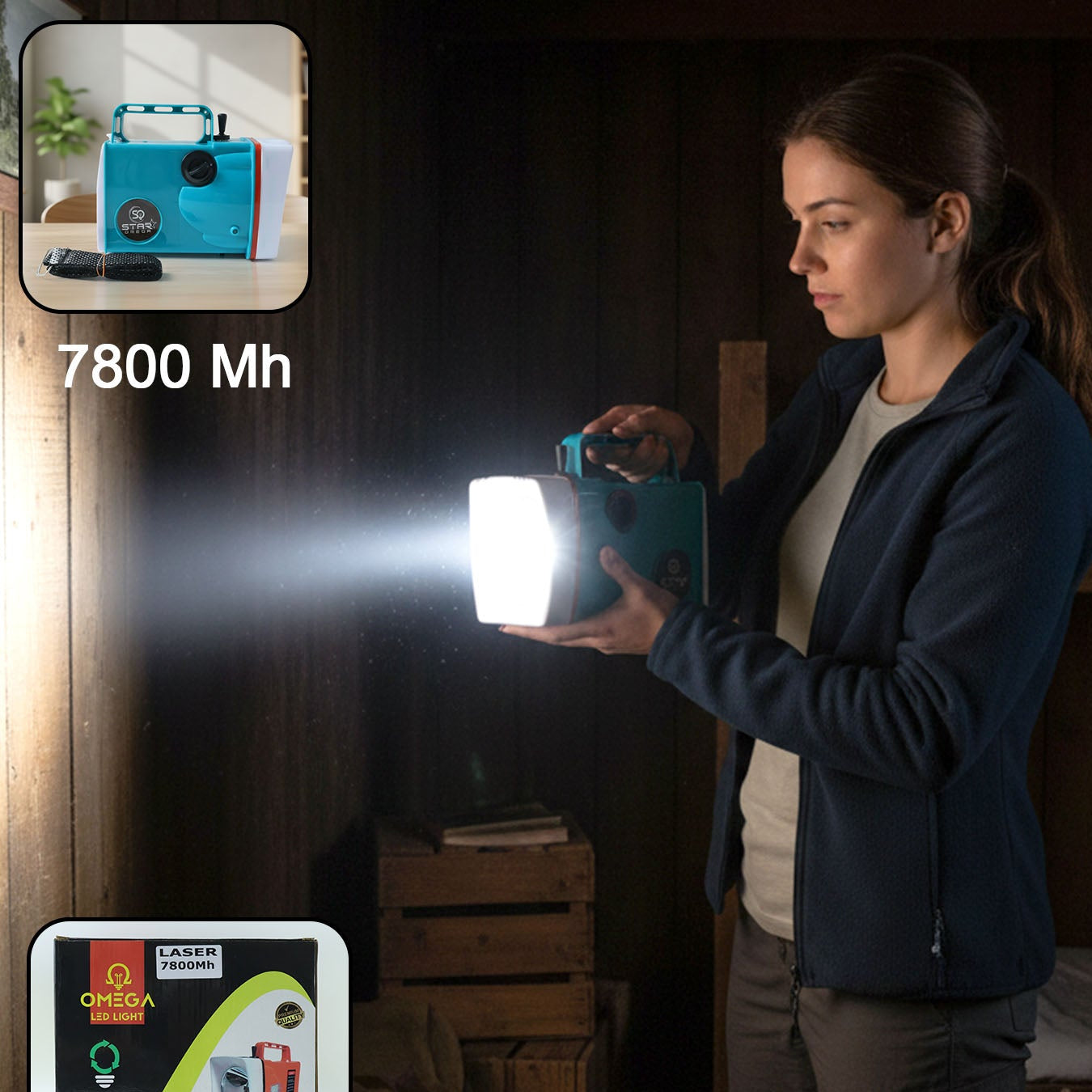 Omega 7800mAh Rechargeable LED Torch with Laser Beam - 1 Pc - Great Price - Image 1