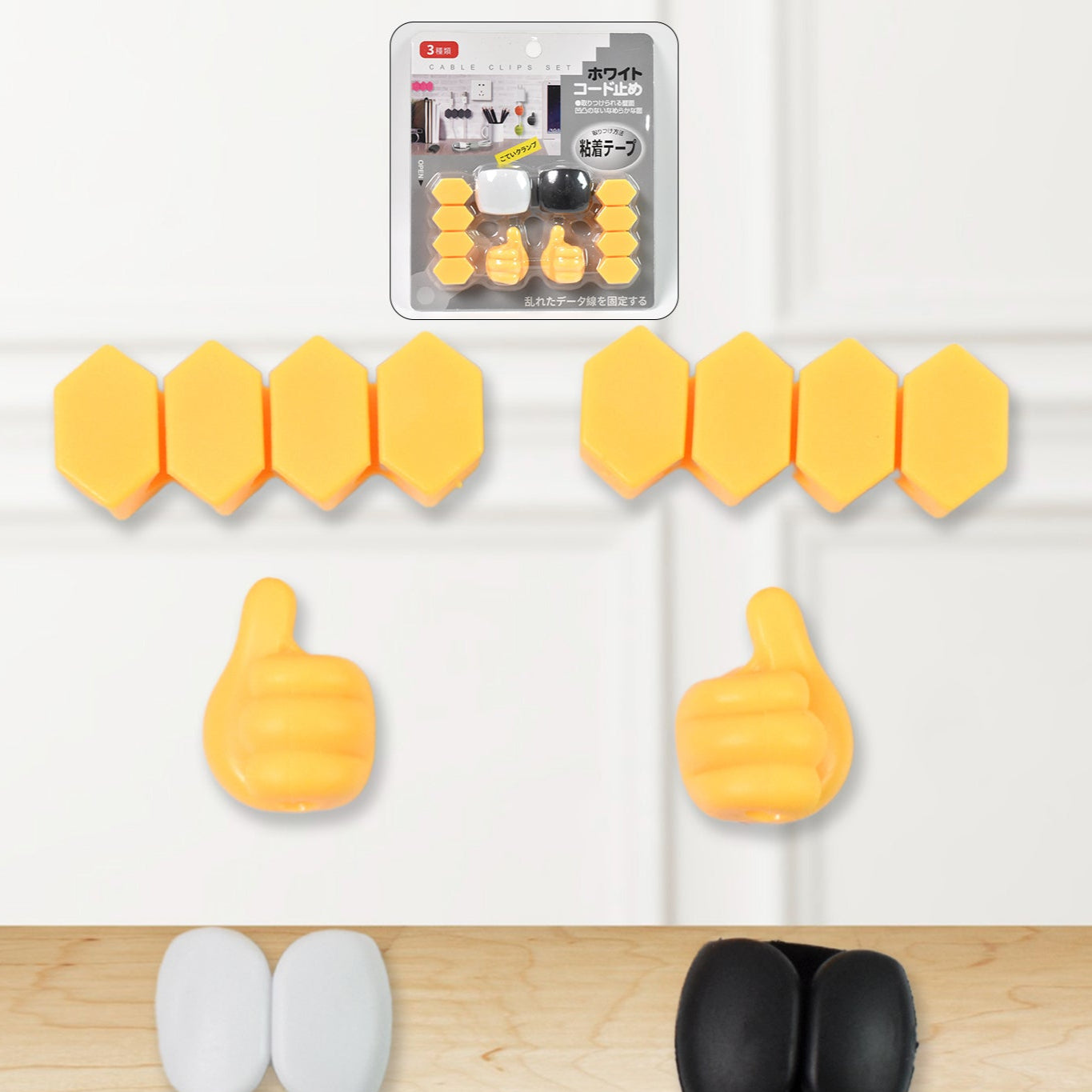 Self Adhesive Hooks For Cable Clips Desktop Cable Organizer (6 Pcs Set Mix Design) - Happy Price - Image 1