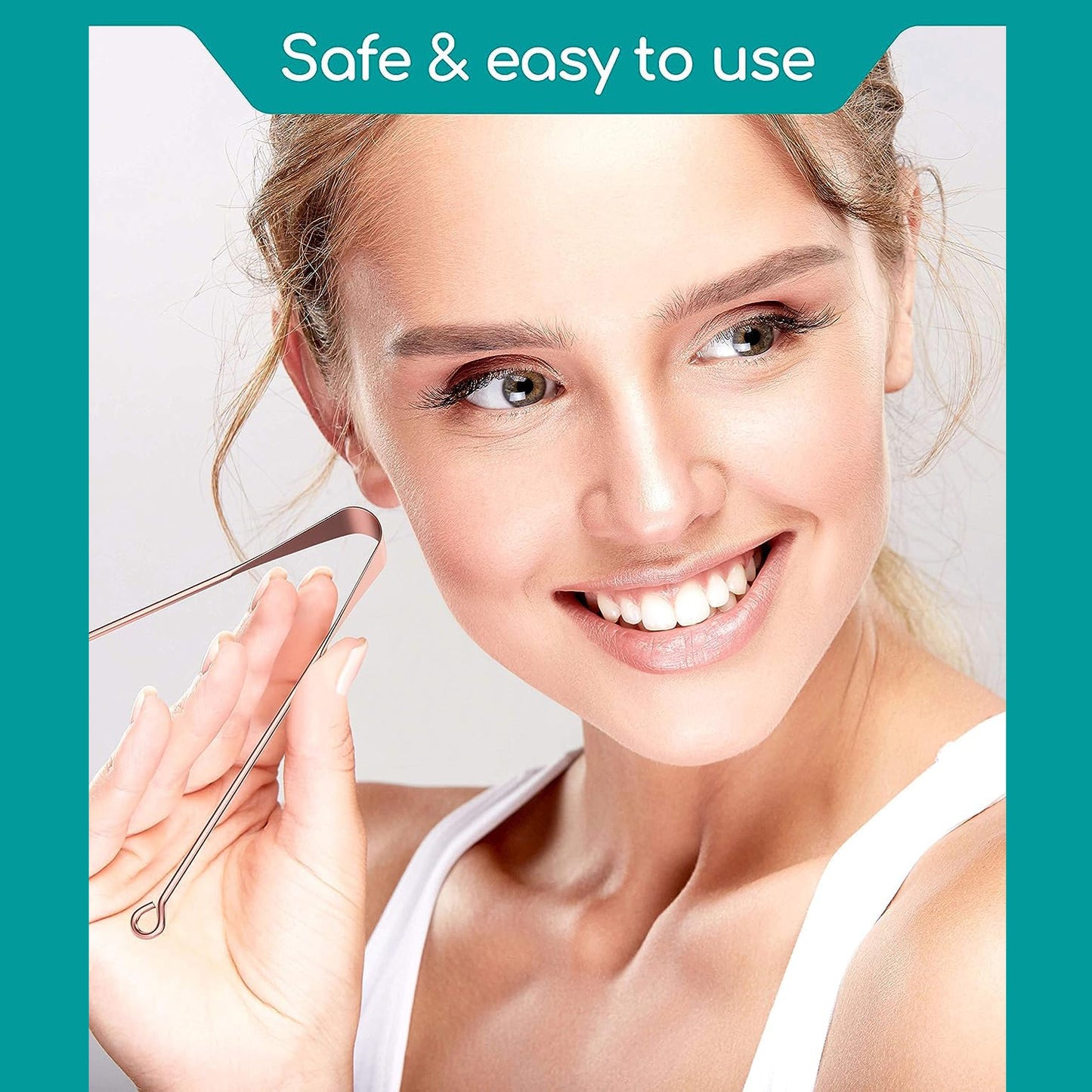 Tongue Cleaner For Kids Adults Tongue Scraper For Bad Breath Maintain Oral Hygiene For Daily Use For Fresh Breath Bacteria Removal Improved Taste (Steel Copper Tongue Cleaner 1 Pc) - Happy Price - Image 2