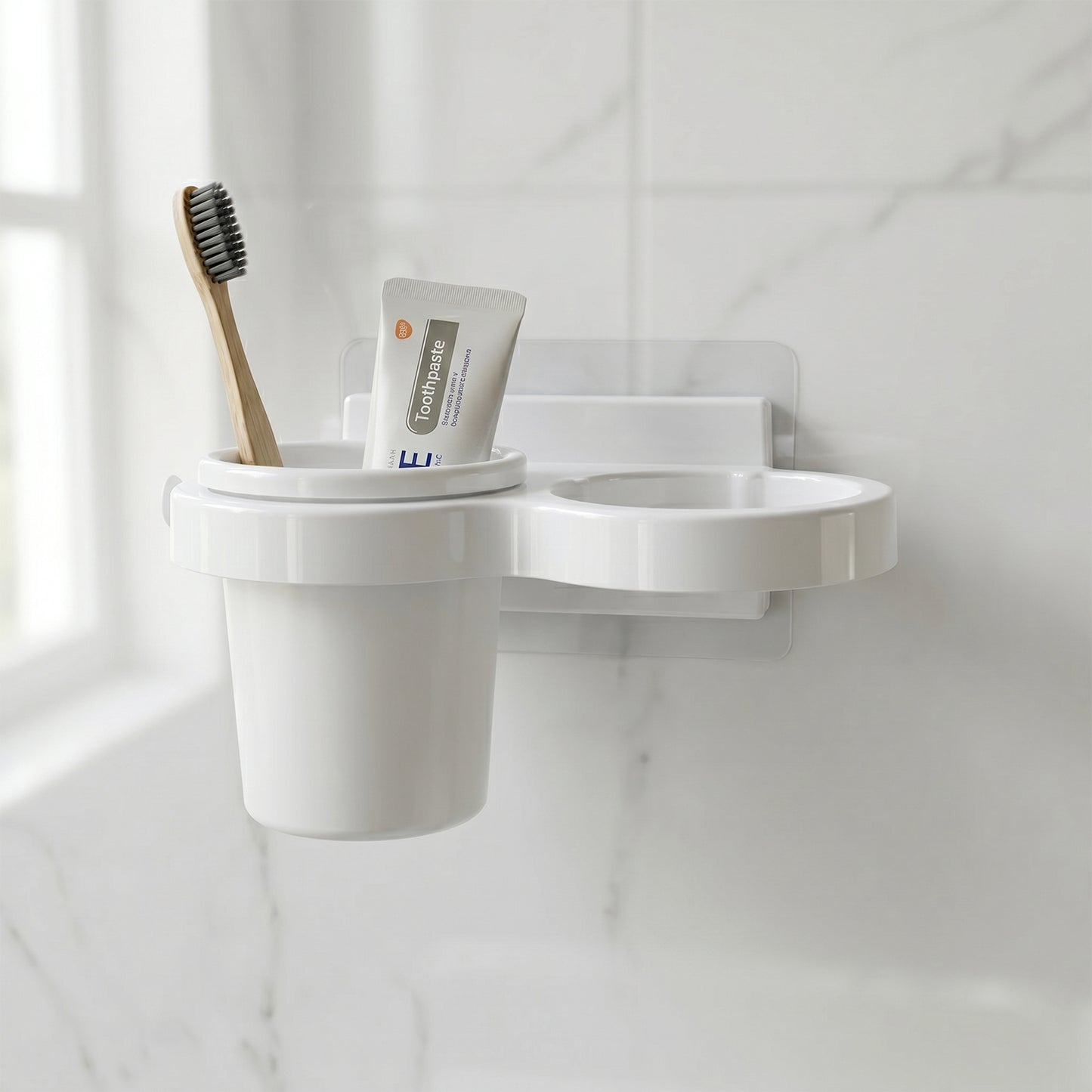 Wall Mount Bathroom Organizer Set with Toothbrush Holder & Hair Dryer Stand - Great Price - Image 6