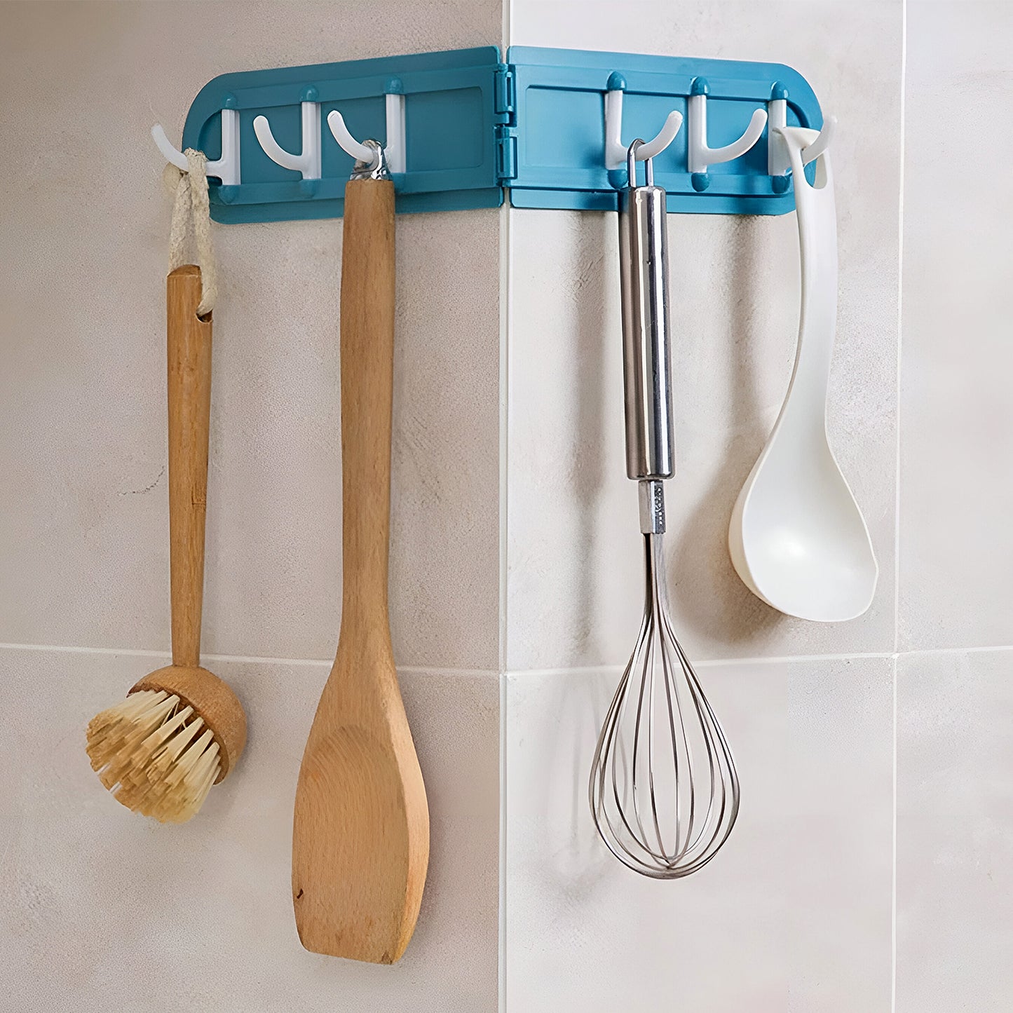 Rotating Foldable Wall Hook Rack with 6 Hooks - Adhesive Mount Organizer (1 Pc) - Happy Price - Image 3
