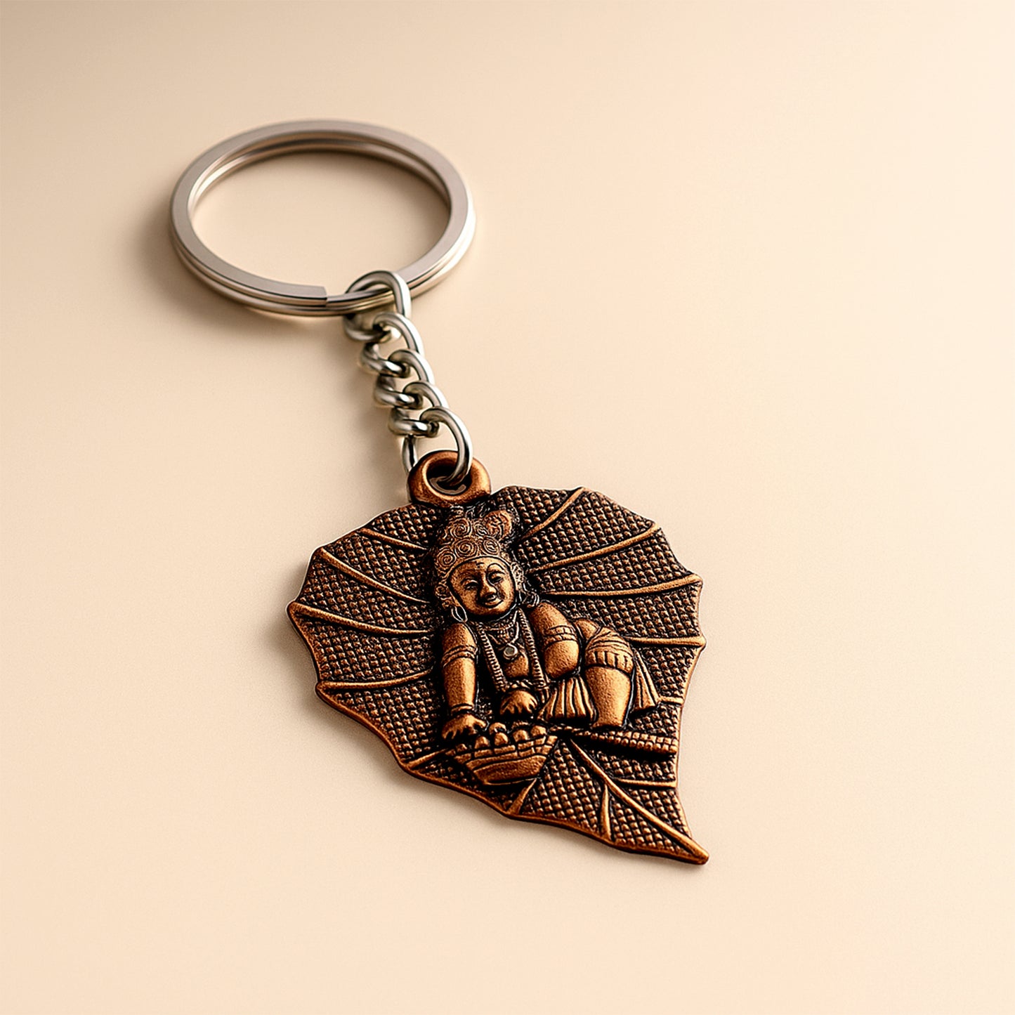 Antique Finish Metal Bal Krishna Peepal Leaf Keychain (1 Pc) - Happy Price - Image 7