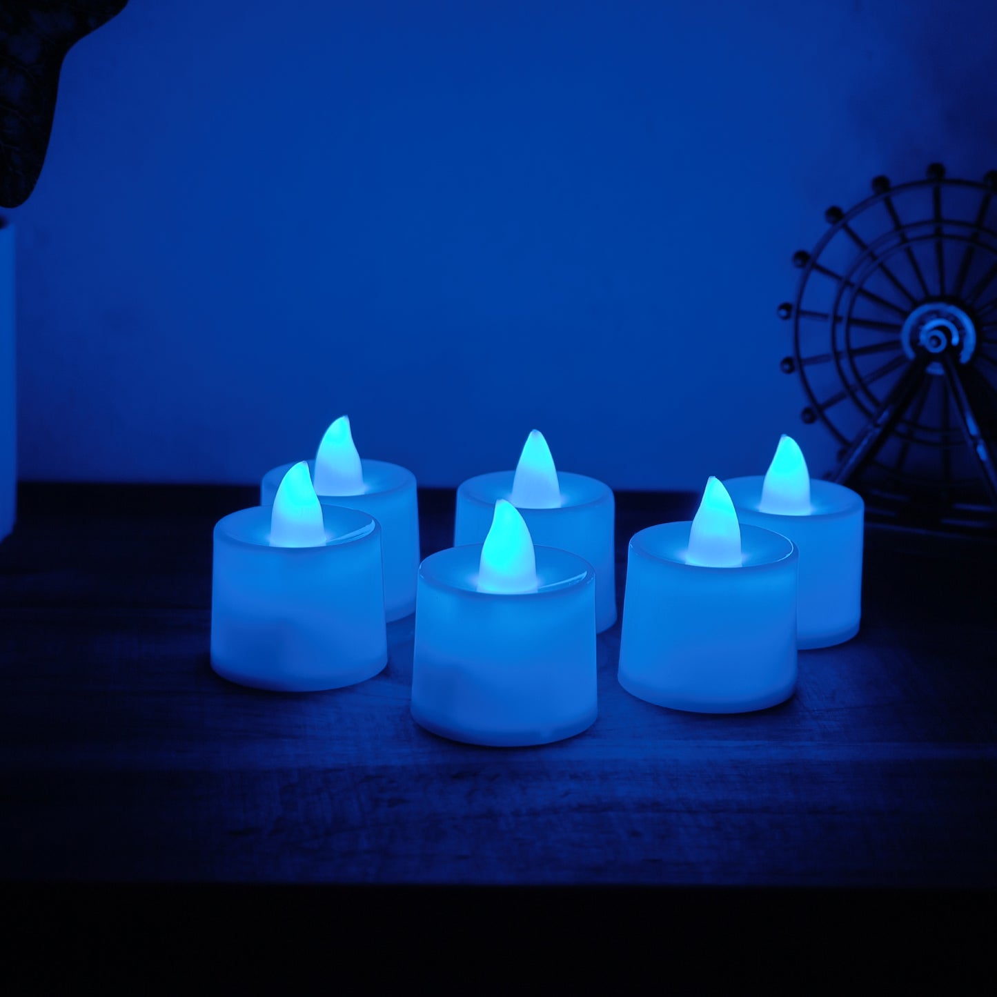 Blue LED Tea Light Candles - 6 Pc Set for Festive Ambiance - Happy Price - Image 6