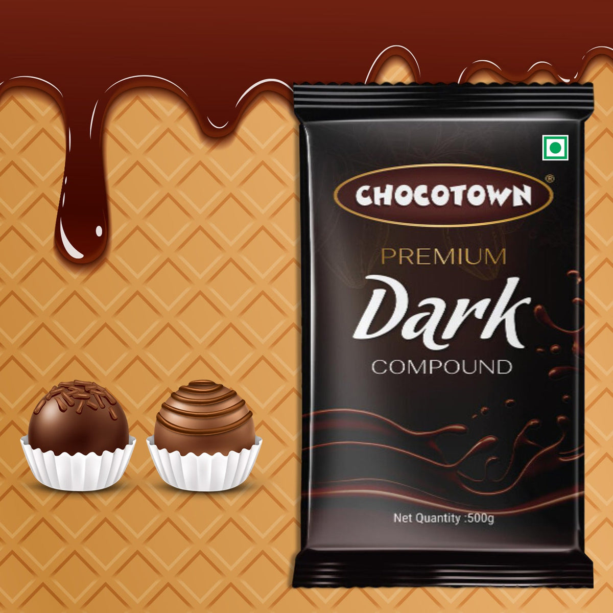 Dark Compound 500gm Chocotown Dark Choco Slab - Happy Price - Image 3