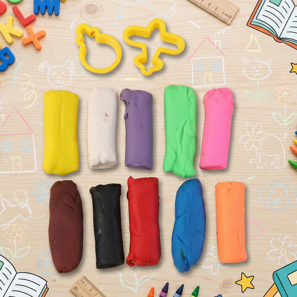 Frisky Modelling Dough Set with 12 Colours and Shape Cutters - Happy Price - Image 3