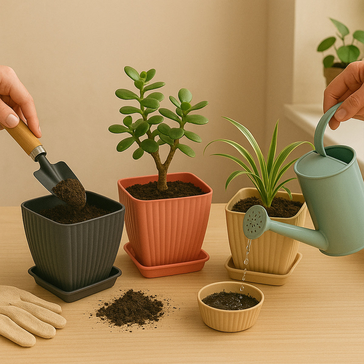 Trendy Square Plastic Flower Pots Set Of 5 - Happy Price - Image 7