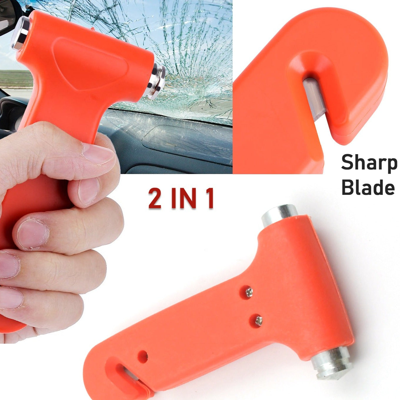 Car Safety Hammeremergency And Rescue Toolcar Window Breaker And Seatbelt Cuttersafety Hammer Emergency Rescue Toolcar Window Breaking Seat Belt Cutter (1 Pc) - Happy Price - Image 1