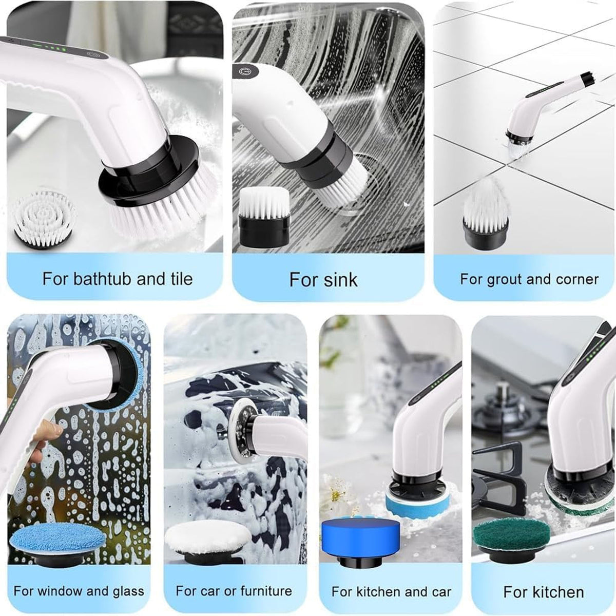 9-in-1 Electric Spin Scrubber with Extendable Handle for Home Cleaning - Happy Price - Image 3