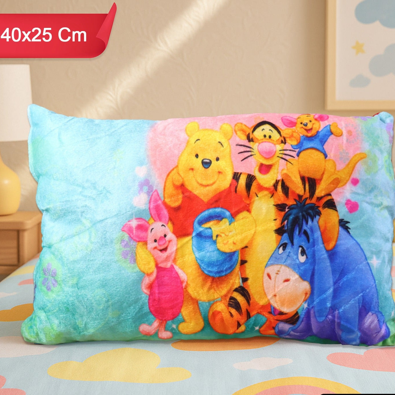 Cute Cartoon Character Plush Pillow for Kids - Soft & Cozy Bedding (40 x 25 Cm, 1 Pc) - Happy Price - Image 1