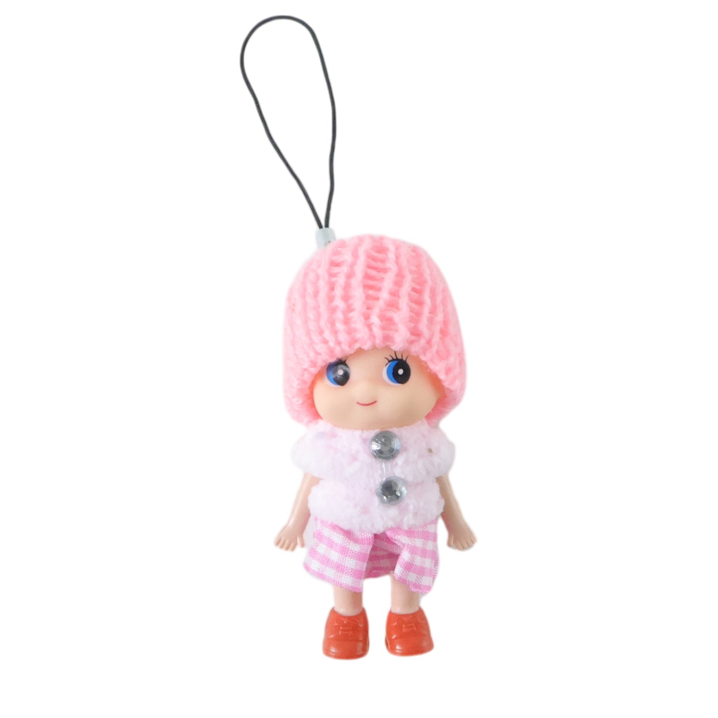 Cute Mini Doll Keychain Soft Knitted Cap Girl Charm Keyring (1 Pc Mix Color)