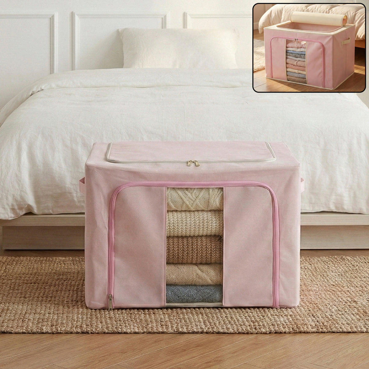 Foldable Fabric Storage Box for Clothes - 33 x 49 CM, 1 Pc - Happy Price - Image 2