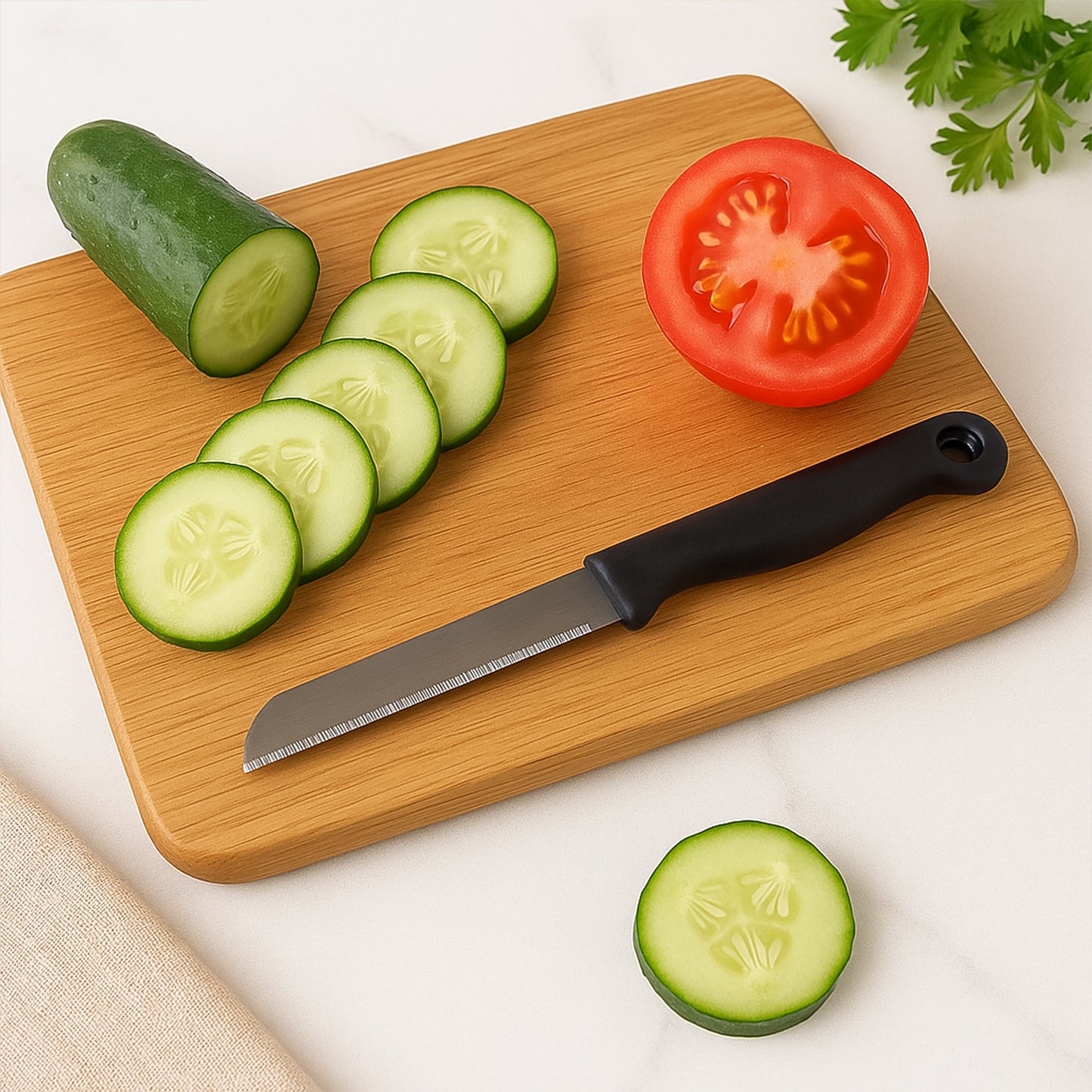 10 Piece Stainless Steel Kitchen Knife Set with Laser-Cut Blades and Ergonomic Plastic Handles - Happy Price - Image 6