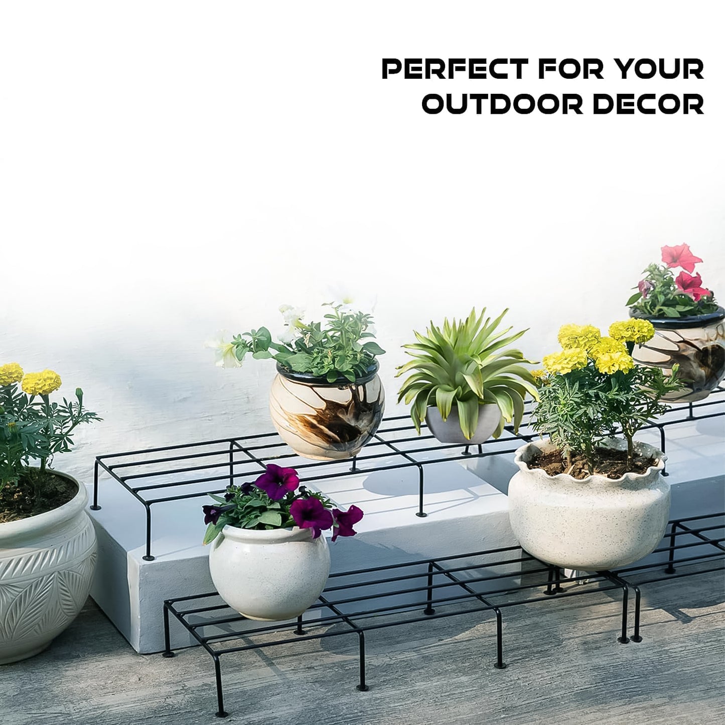 Metal Rectangle Flower Plant Stand For Balcony (6020 Cm 2 Pc Set) - Happy Price - Image 5